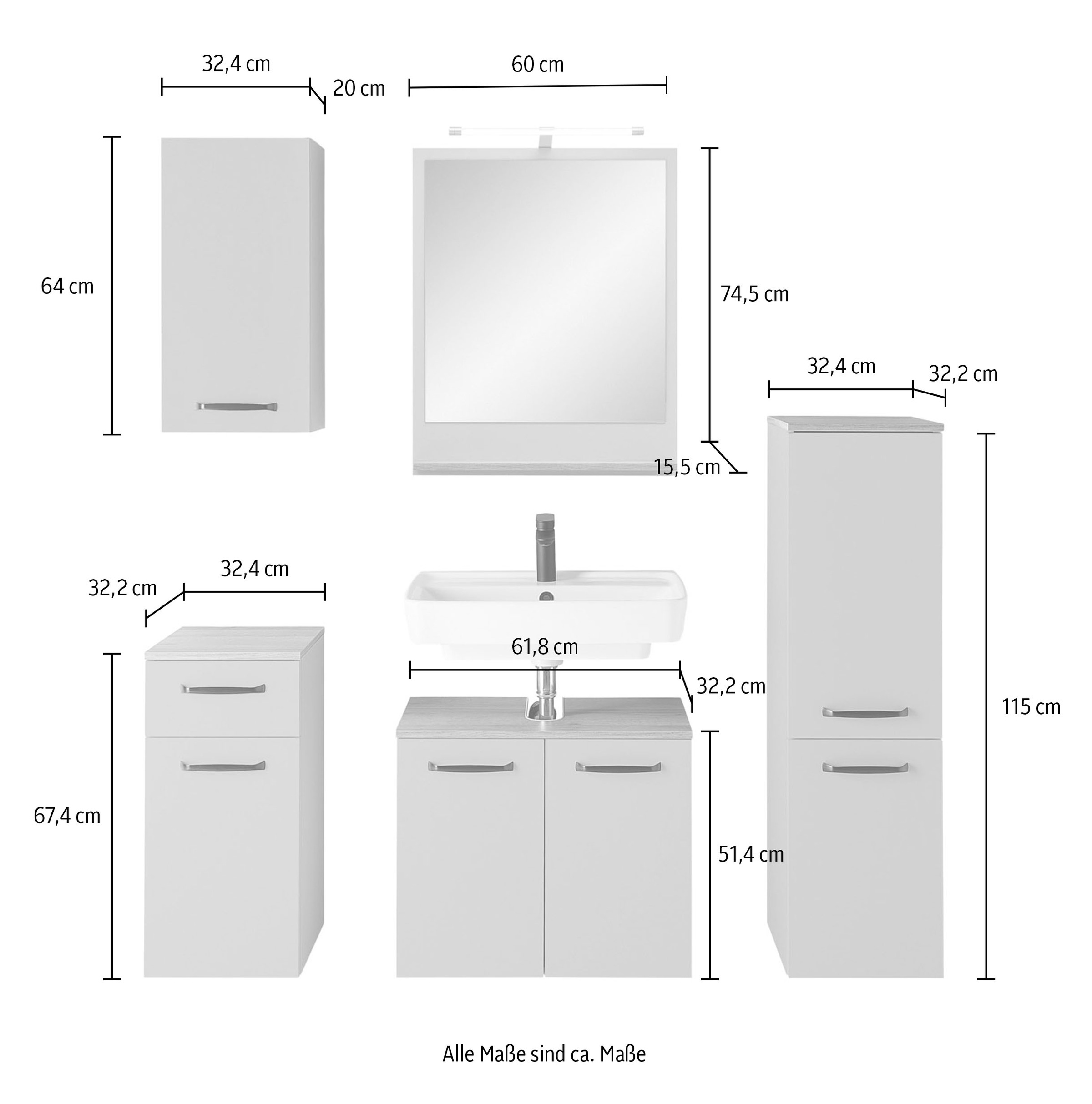 Saphir Badmöbel-Set »Quickset 500, Waschbeckenunterschrank mit Spiegel« 6 Stk. tlg.