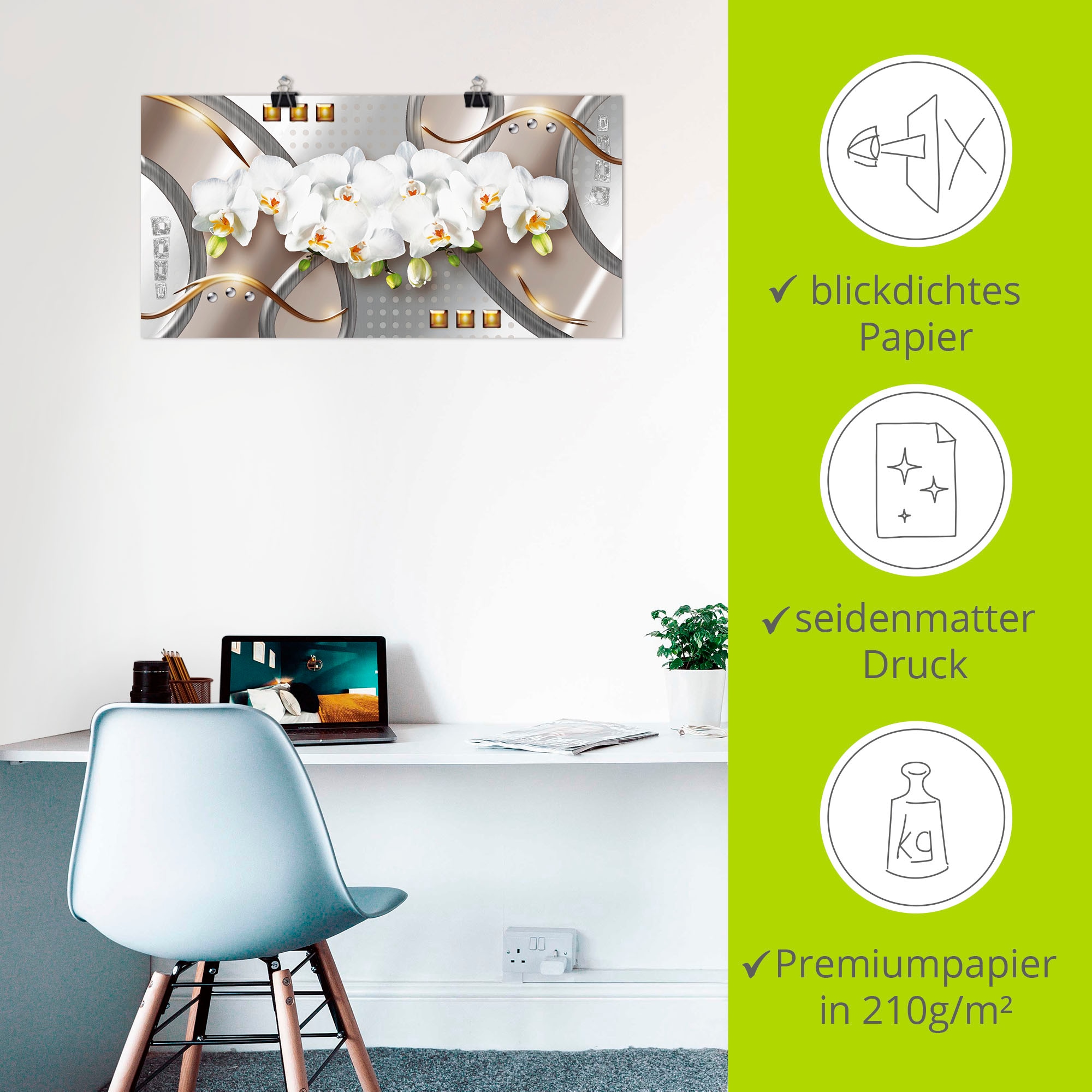 Artland Wandbild »Orchideen mit Elementen«, Blumen, (1 St.), als Leinwandbild, Poster in verschied. Größen