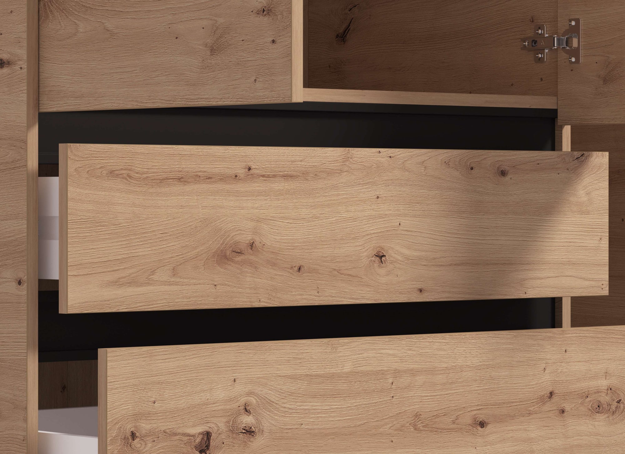 INOSIGN Kleiderschrank »Corbett, grifflose Optik, FSC-zertifziert, Made in Europe« 138 oder 182,5cm breit, 211cm hoch und 54,5cm tief,  mit Spiegel, 3 Schubladen und Innenausstattung