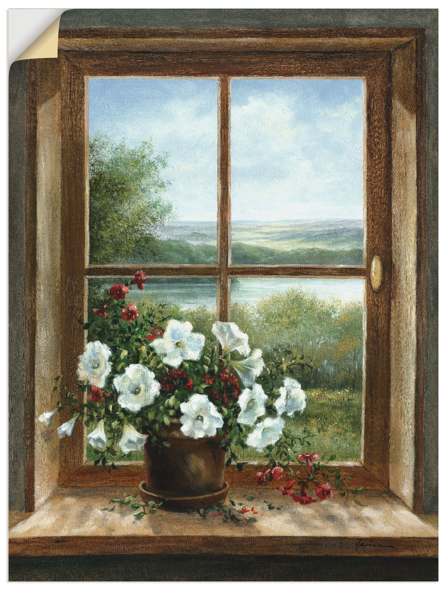 Größen Wandbild bei am in St.), Artland Fenster«, (1 Alubild, Poster als versch. oder Leinwandbild, Wandaufkleber »Blumen Arrangements, OTTO