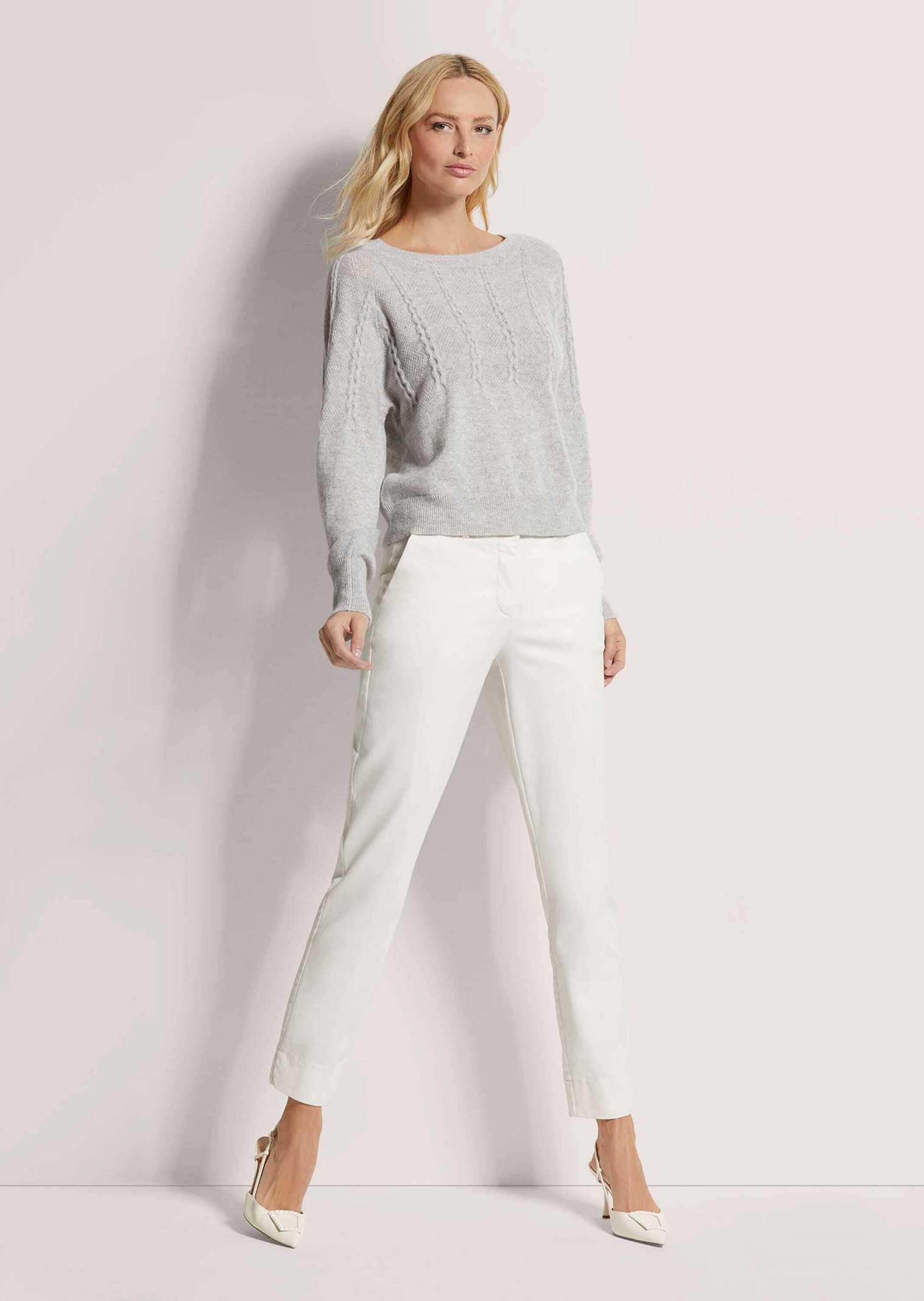 MADELEINE Longpullover »Pullover Rundhals-Pullover mit Zopfmuster«