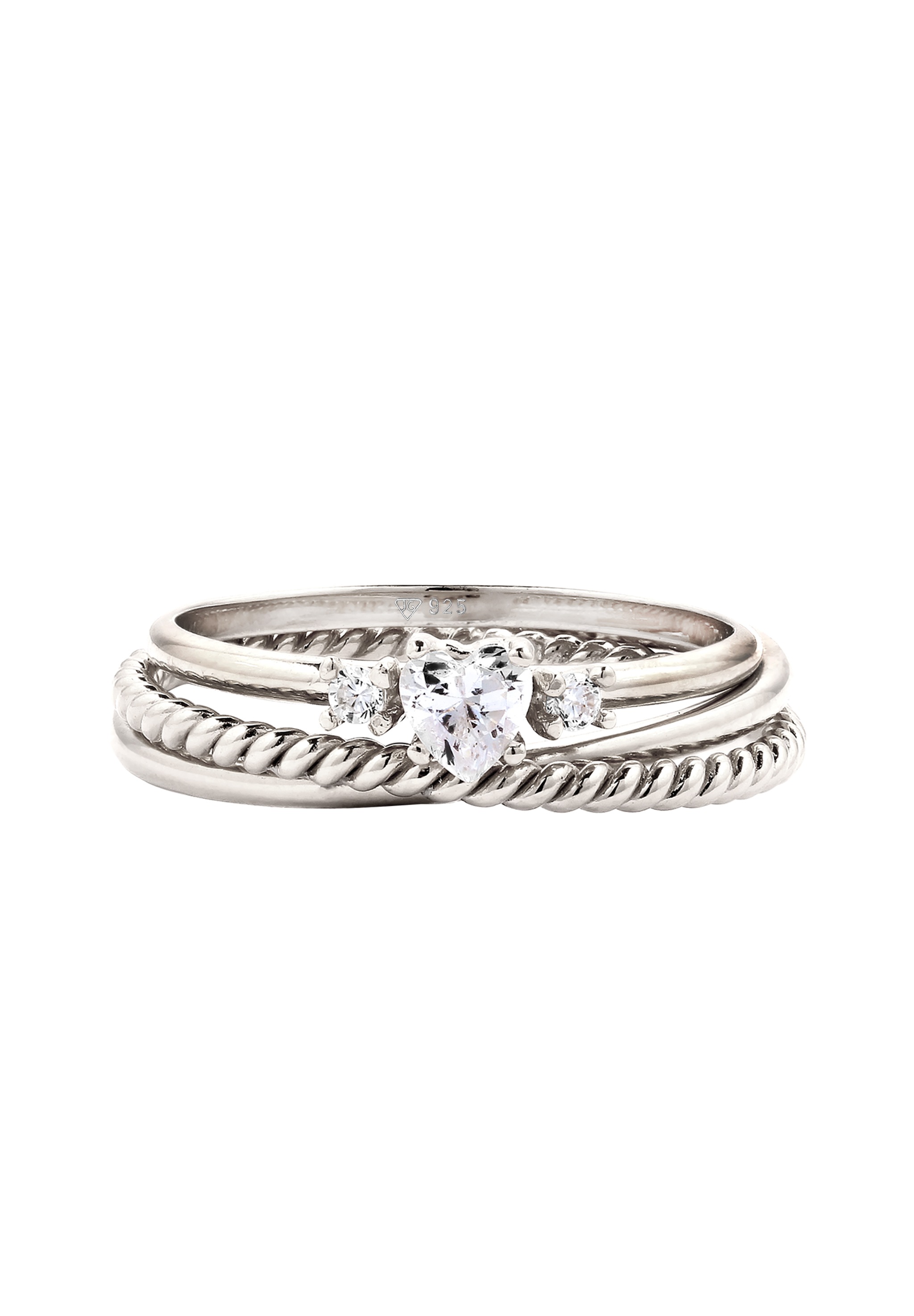 Elli Ring-Set »Ring Ringset Herz Zirkonia Weiß 925 Sterling Silber«