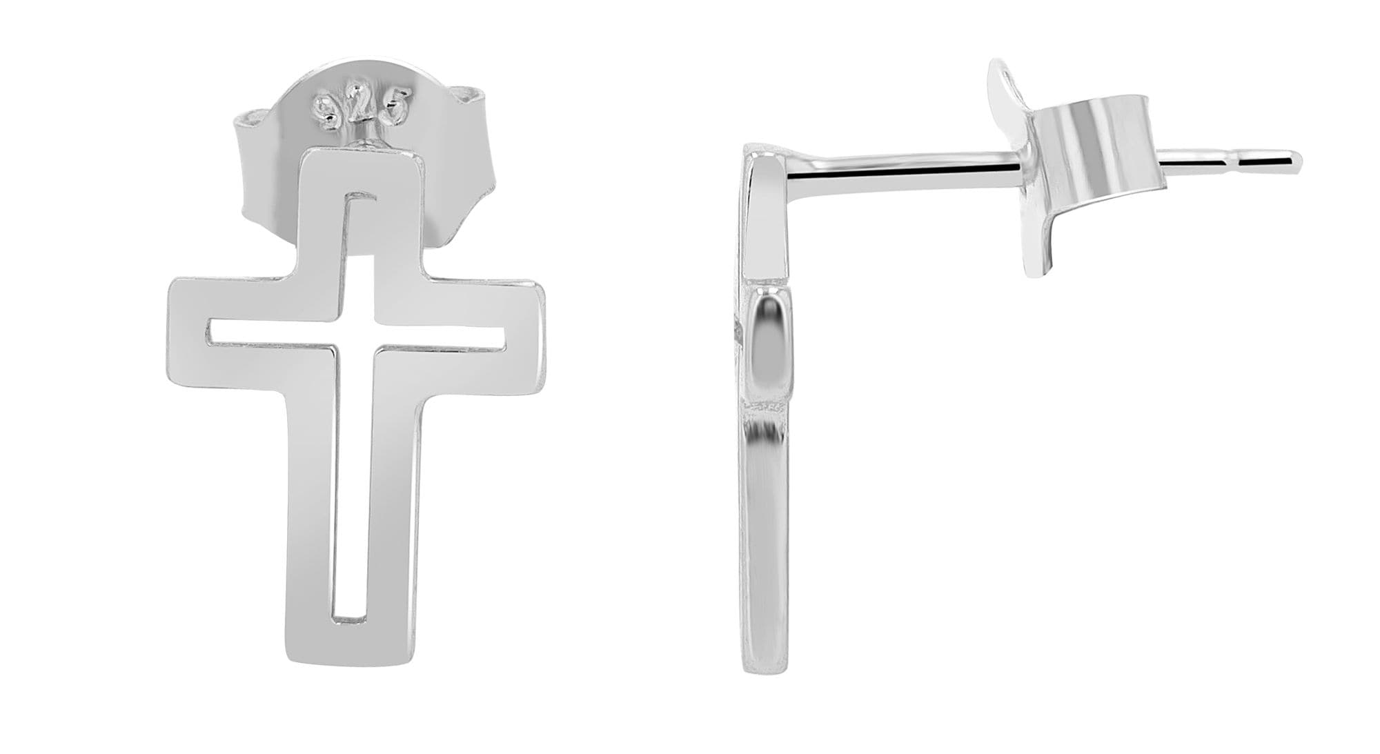 Adelia´s Paar Ohrstecker »Damen Ohrringe ¿ Ohrstecker Kreuz aus 925 Silber«
