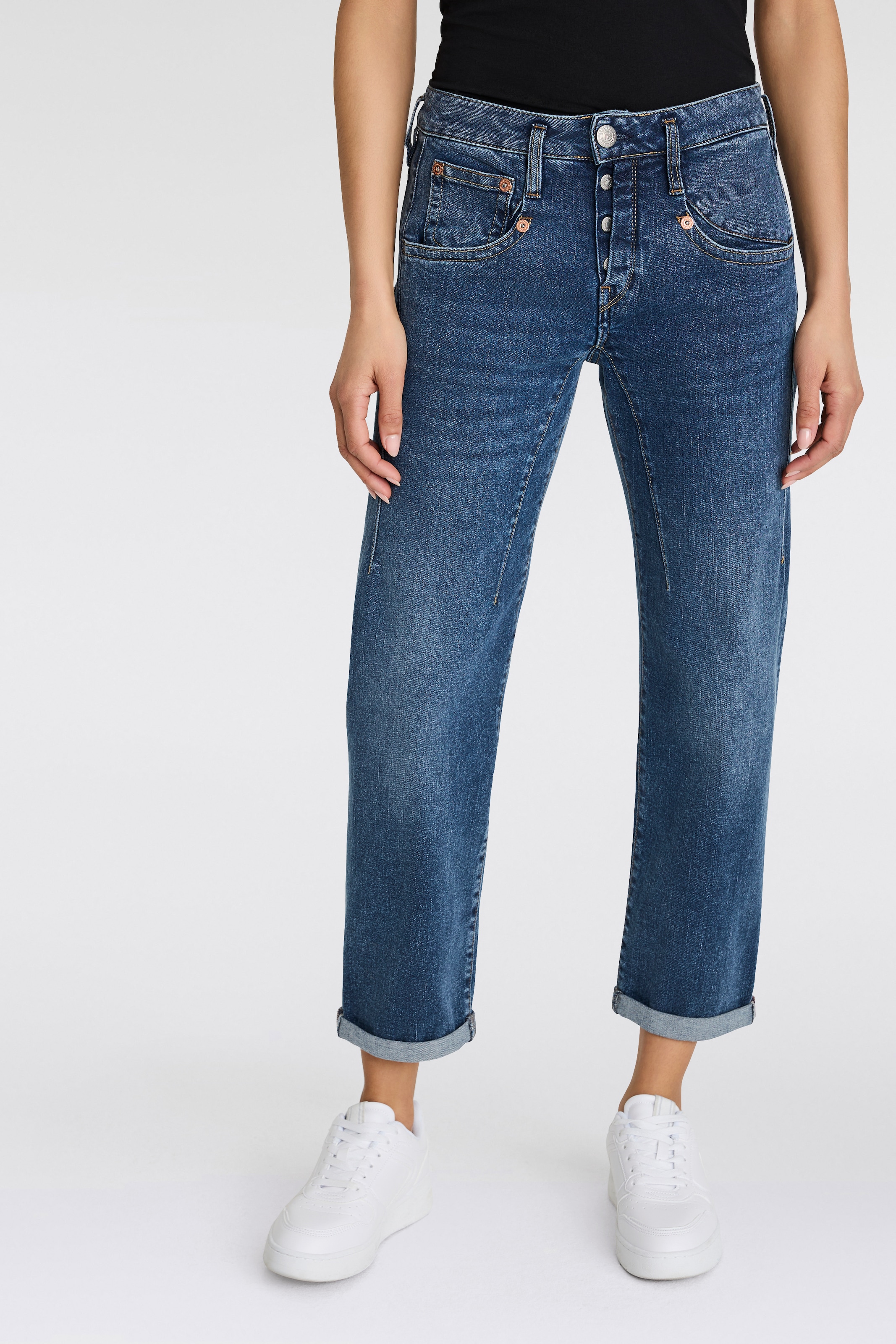 Herrlicher 7/8-Jeans »Shyra Tap Recycled Denim«, mit Abnähern vorn