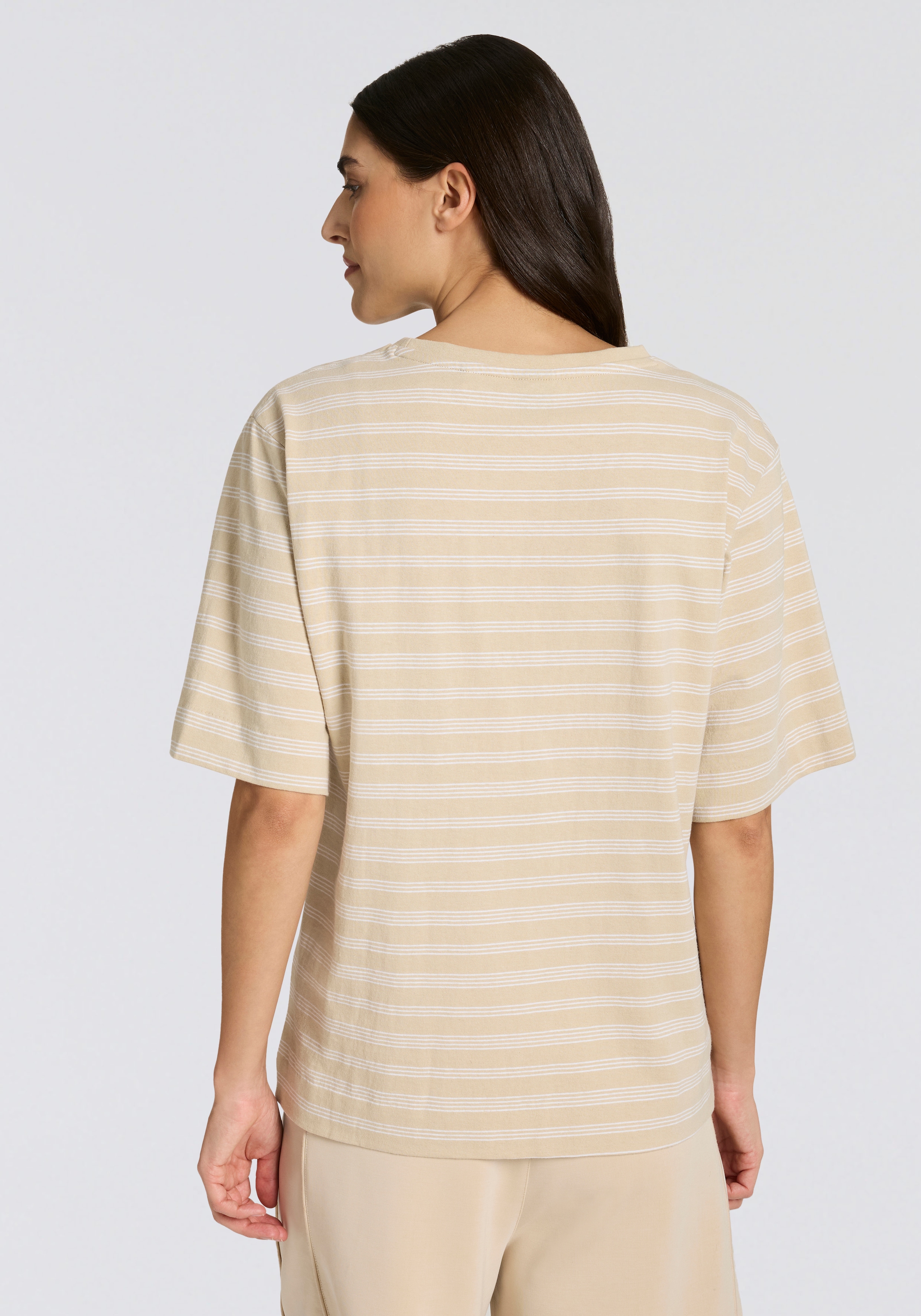 BOSS ORANGE T-Shirt »Eregular Stripe Premium Damenmode« Relaxed Fit, reine Baumwolle