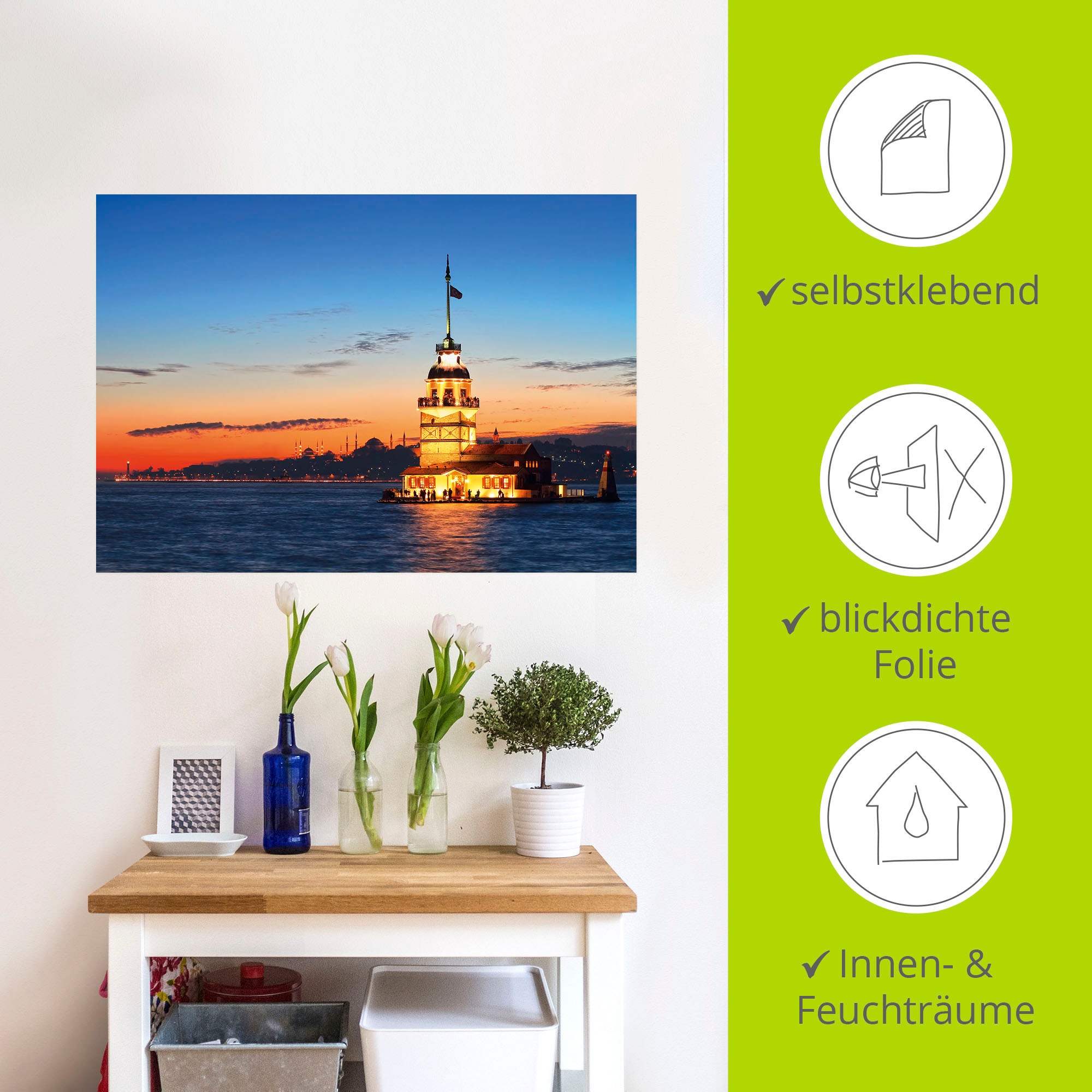 Artland Wandbild »Istanbul Leanderturm«, Gebäude, (1 St.), als Leinwandbild, Poster, Wandaufkleber in verschied. Größen