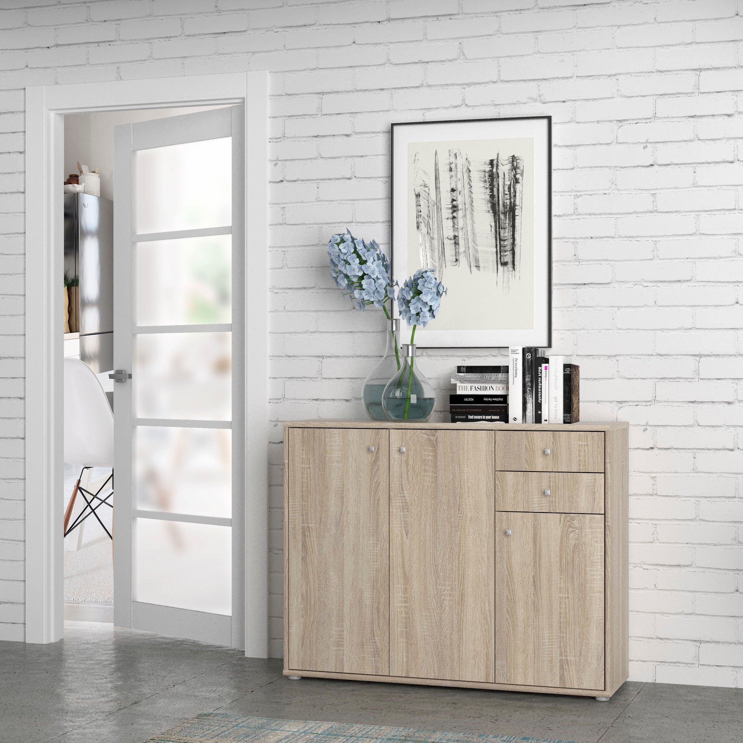 FORTE Kommode »Tempra, Kommode, 3 Türen, 2 Schubkästen, viel Stauraum« Breite 108,8 cm