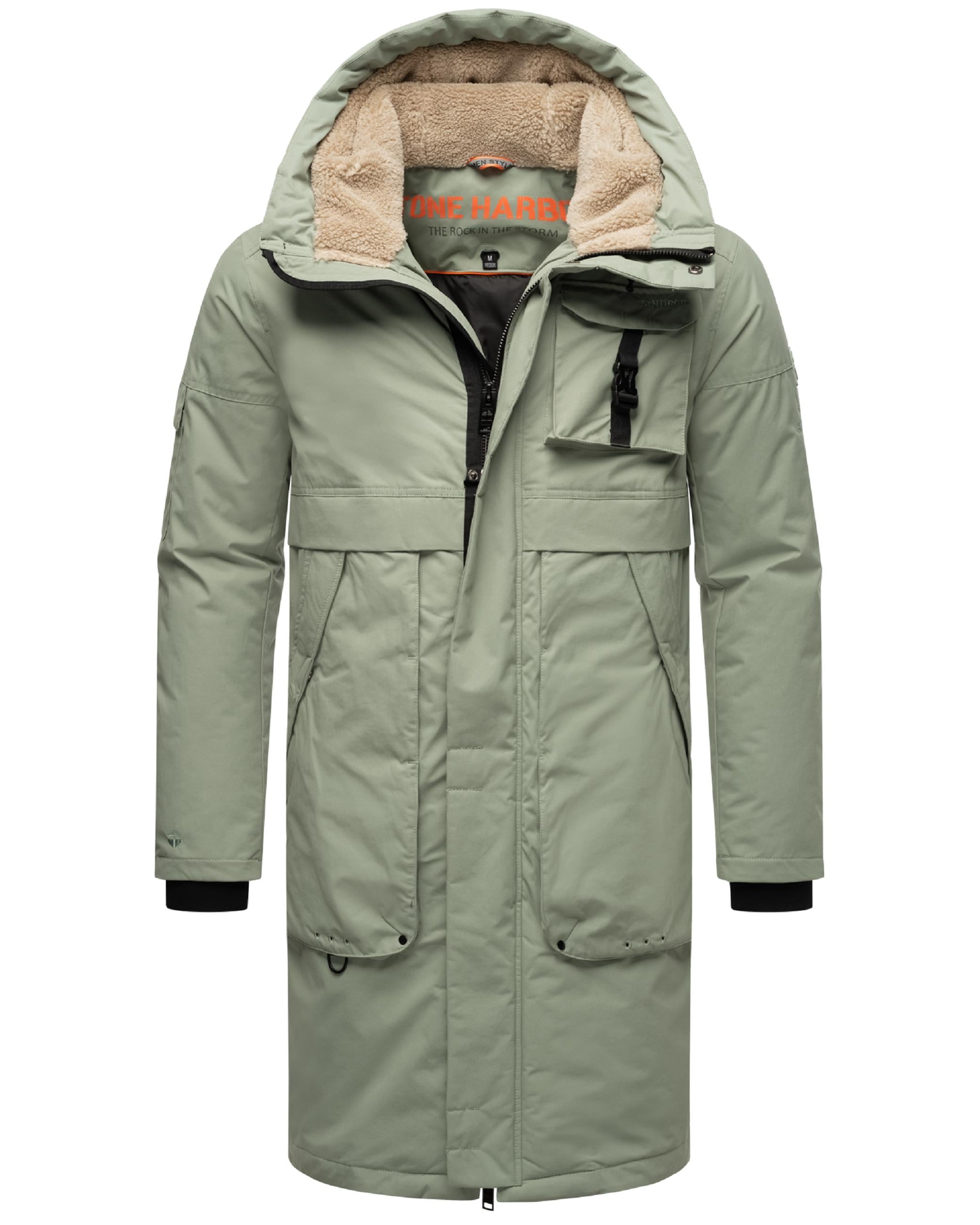 Stone Harbour Wintermantel »Wintermantel Cyriaan XX«, Langer Herren Winterparka mit großen Eingrifftaschen