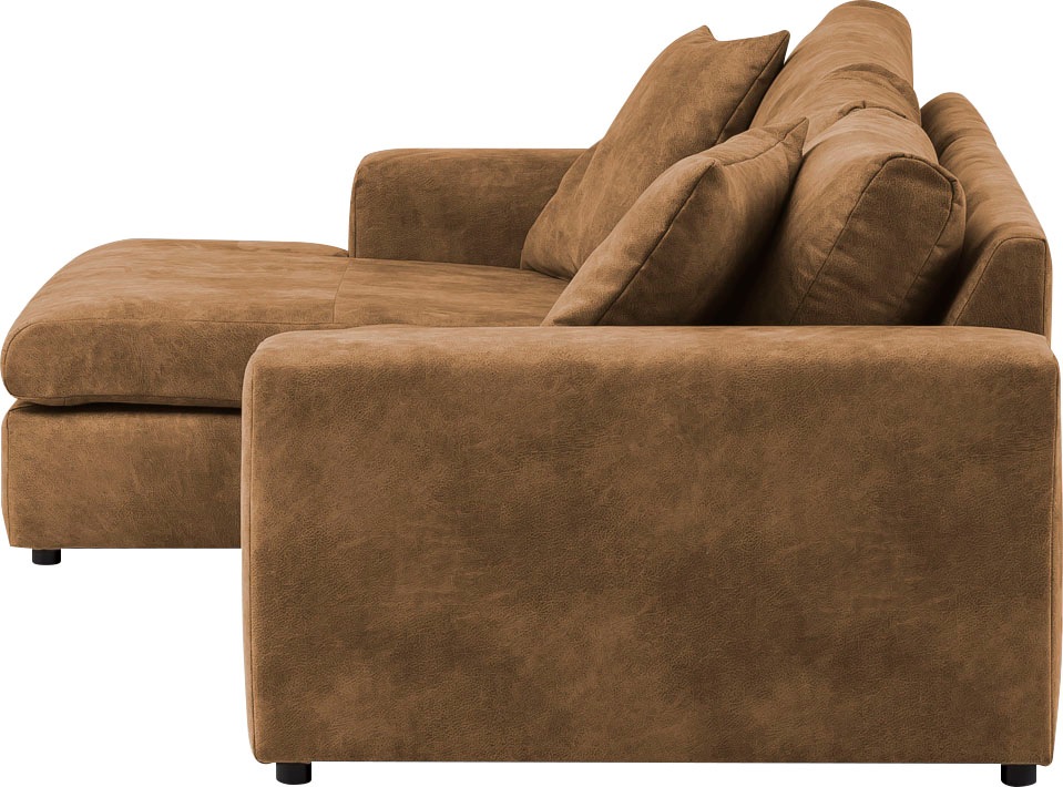 andas Ecksofa »SLEETLAND XXL in Samtvelours oder Vintage-Leder-Optik, L-Form,«, besonders groß und bequem