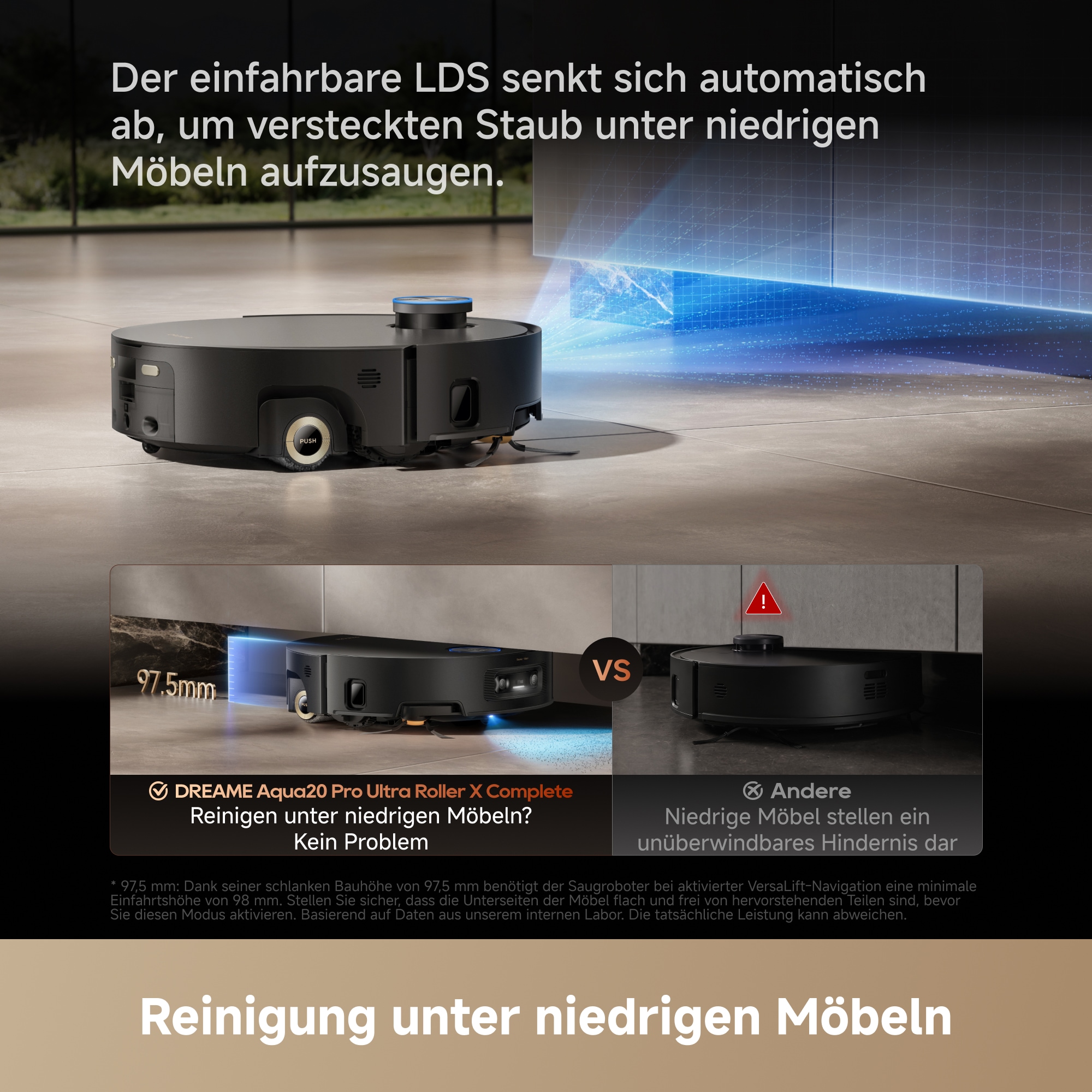 Dreame Nass-Trocken-Saugroboter »Aqua20 Pro Ultra Roller X Complete Marble Black« Vollautomatische Absaugstation, App-Steuerung