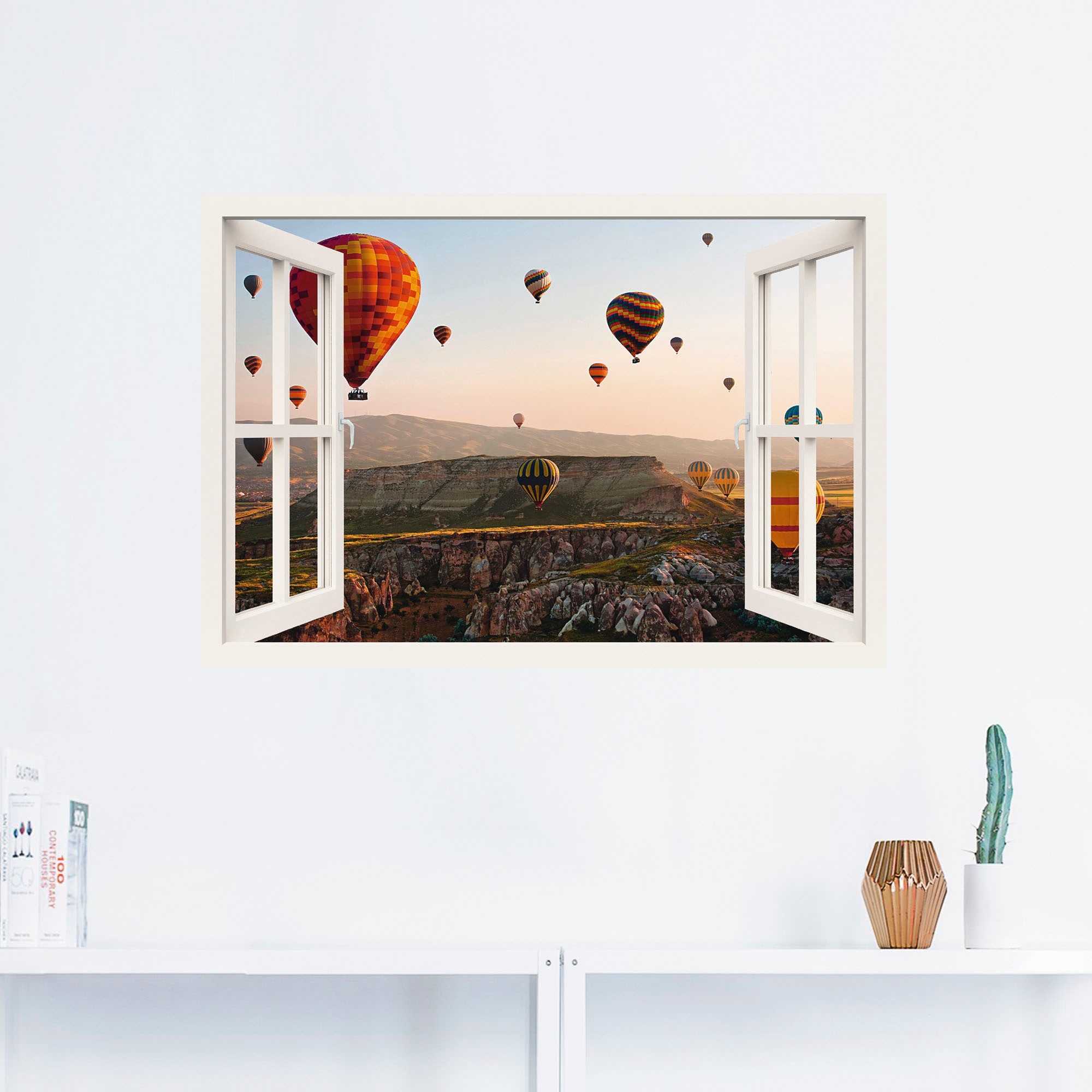 Artland Wandbild »Fensterblick Kappadokien Ballonfahrt«, Ballonfahren, (1 St.), als Poster, Wandaufkleber in verschied. Größen