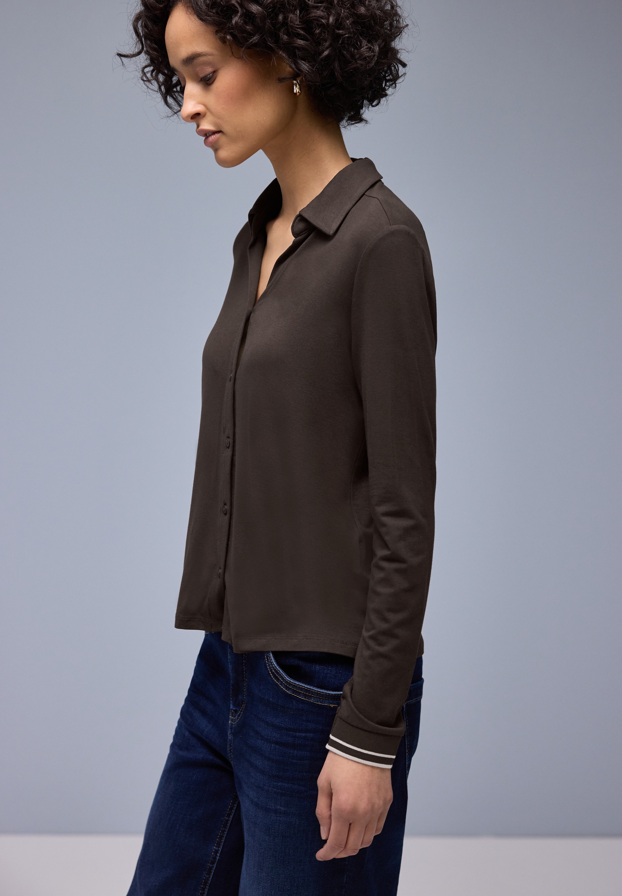 STREET ONE Langarmshirt mit College-Bündchen an den Ärmeln