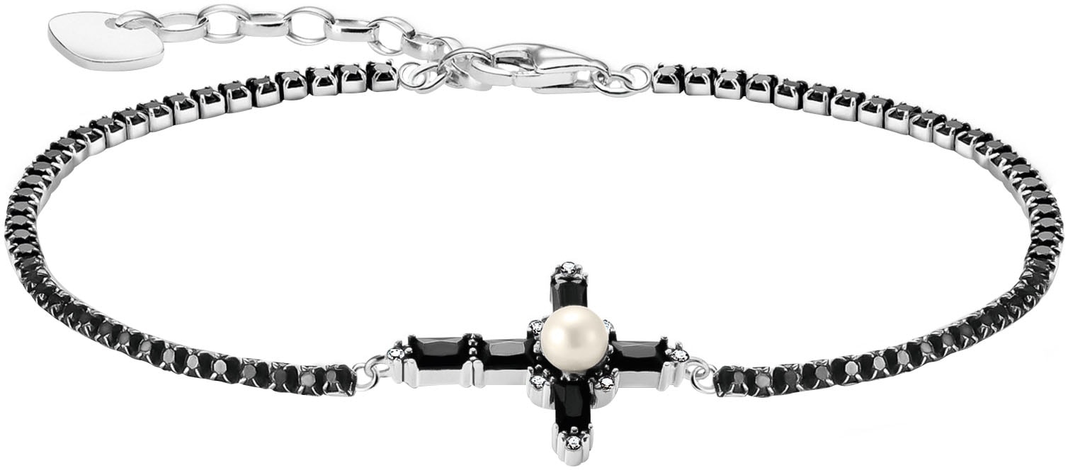 THOMAS SABO Armband »Kreuz Cross Romance, A2173-167-11-L19V, A2173-167-14-L19V«, mit Zirkonia (synth.) - mit Süßwasserzuchtperle