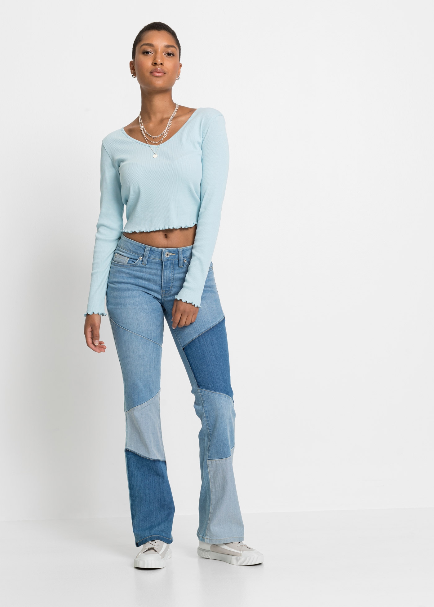 bonprix Schlagjeans »Flared-Jeans Mid Waist« Regular Fit, Mid Waist, mit Elasthan-Anteil