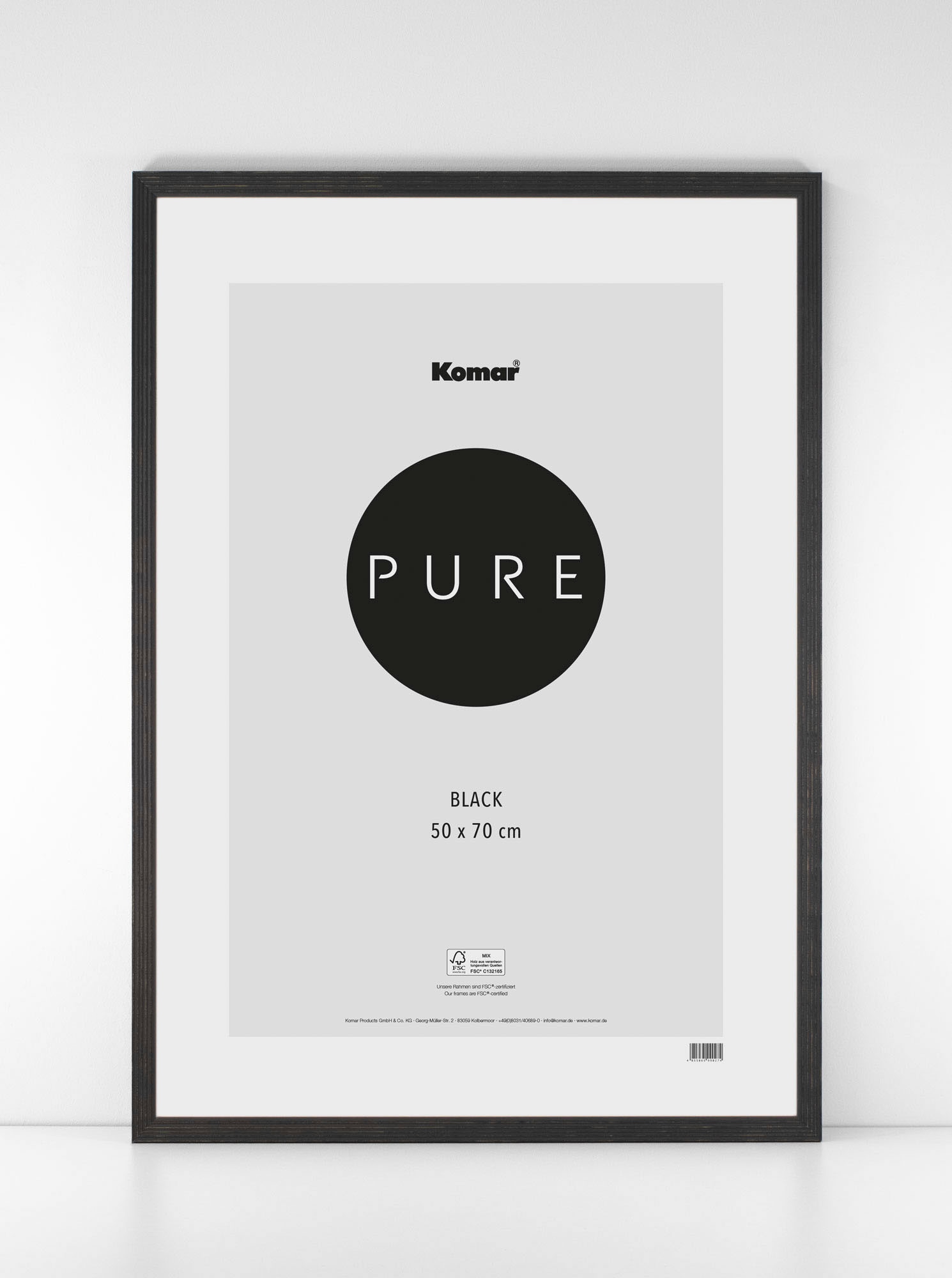 Komar Bilderrahmen »Country Style Holz« Echtholzrahmen mit hochtransparentem Acrylglas in schwarz, Größe B/H/T: 50 cm x 70 cm x 1,5 cm