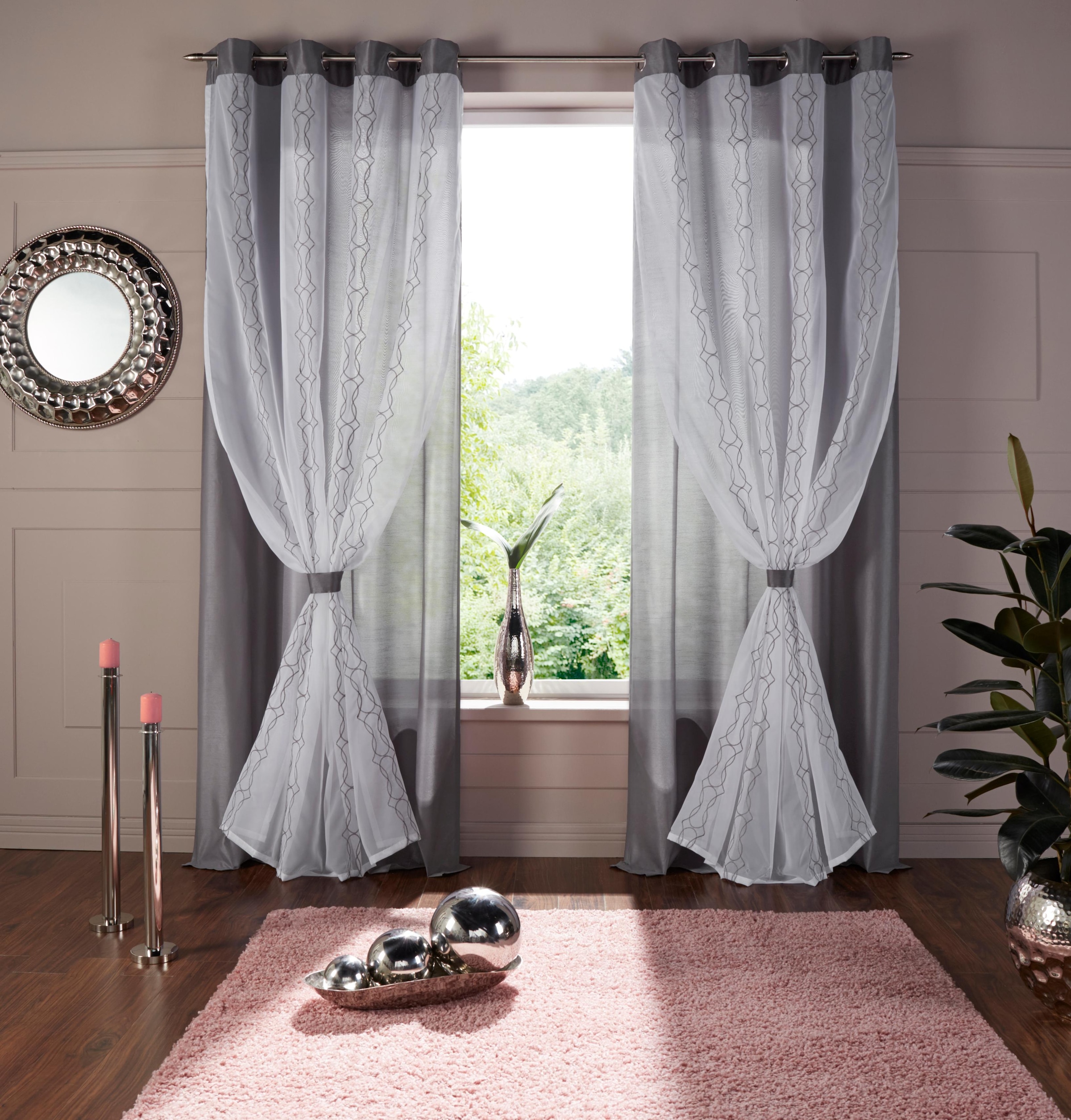 doppellagig, und im affaire Shop Online St.), transparente Gardine Home Seiden Stickerei Optik in Stofflage mit (1 OTTO »Blair«,