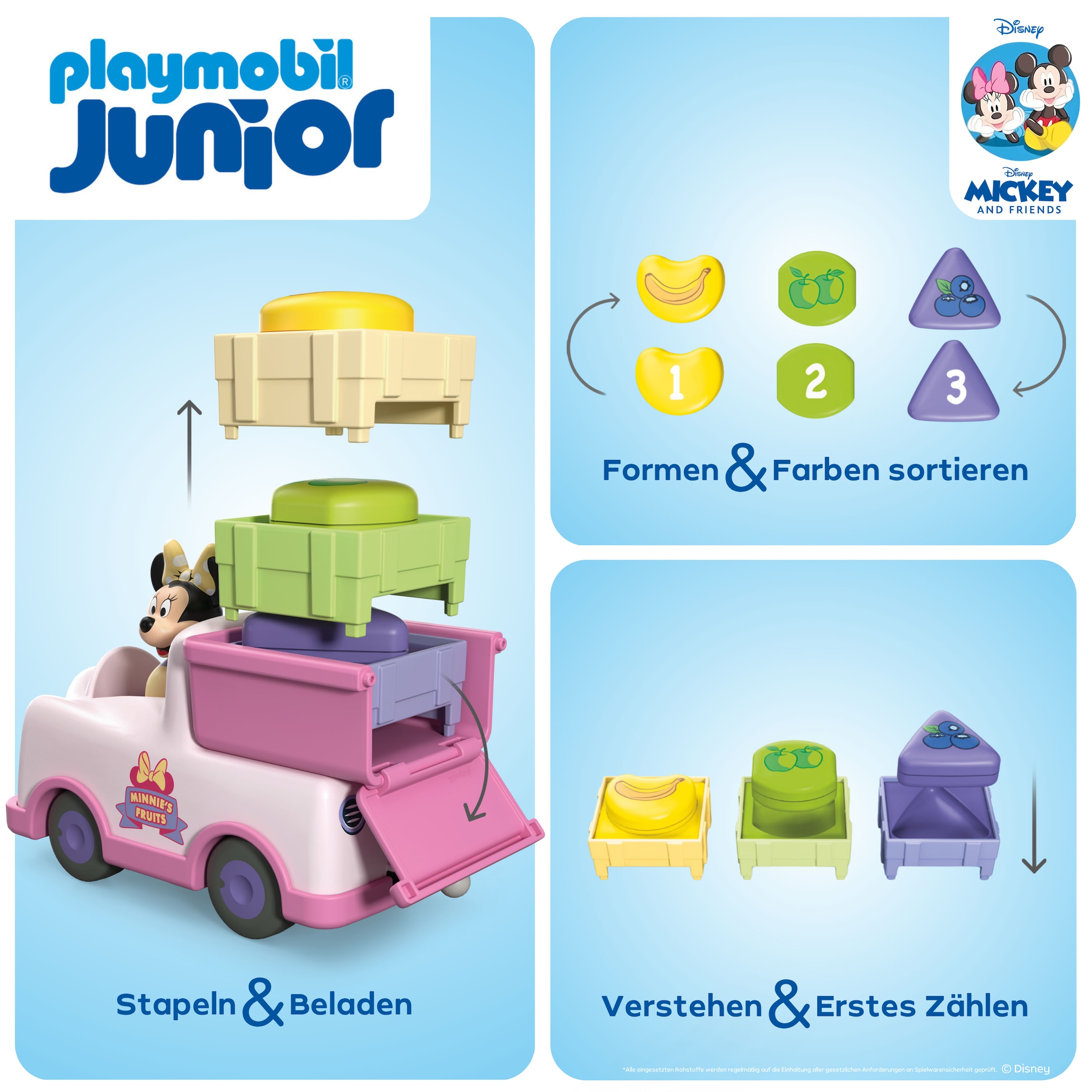 Playmobil® Konstruktions-Spielset »Minnie Maus' Obst-Transporter mit Sortierspaß (71770) JUNIOR & Disney«, (8 St.), Made in Europe
