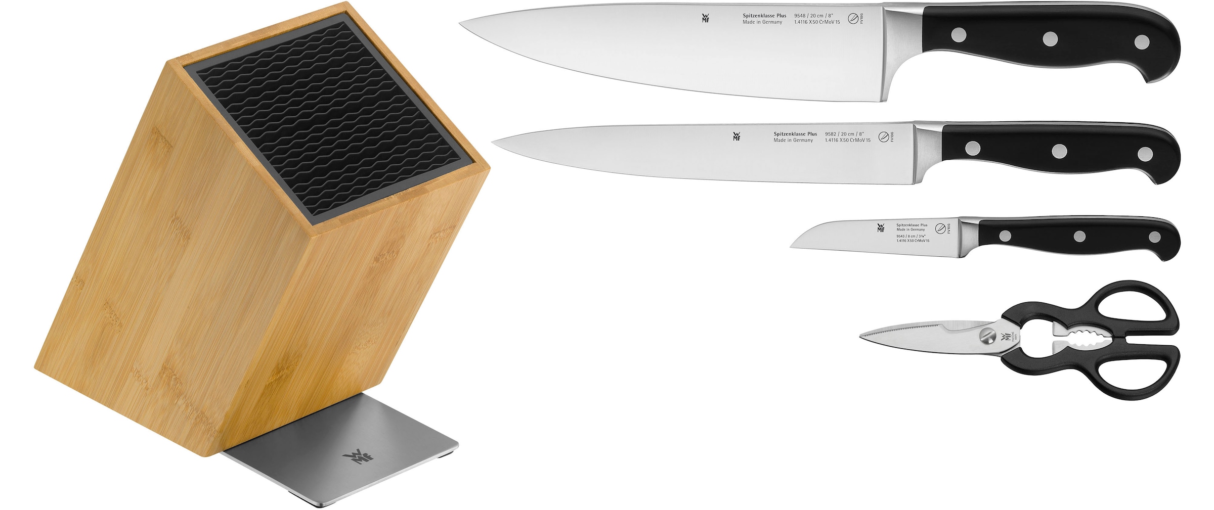WMF Messerblock »Spitzenklasse Plus«, 5 tlg., 5-teilig, FlexTec Messerblock, robuste, langlebige Klingen