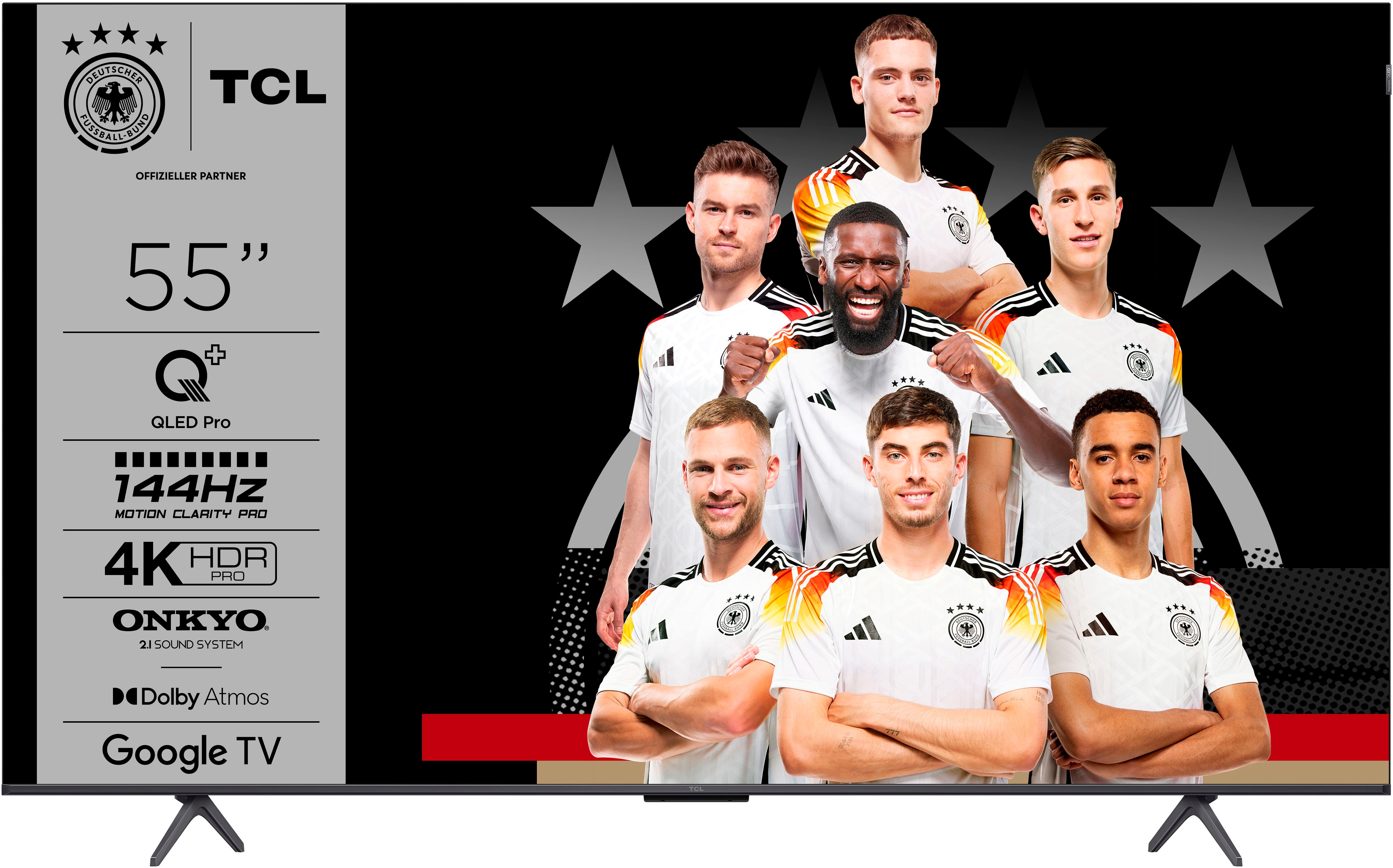 Tcl QLED-Fernseher »55T8BX1« 139 cm/55 ′′ Android TV Smart-TV Apple TV in grau, Größe 55 ′′