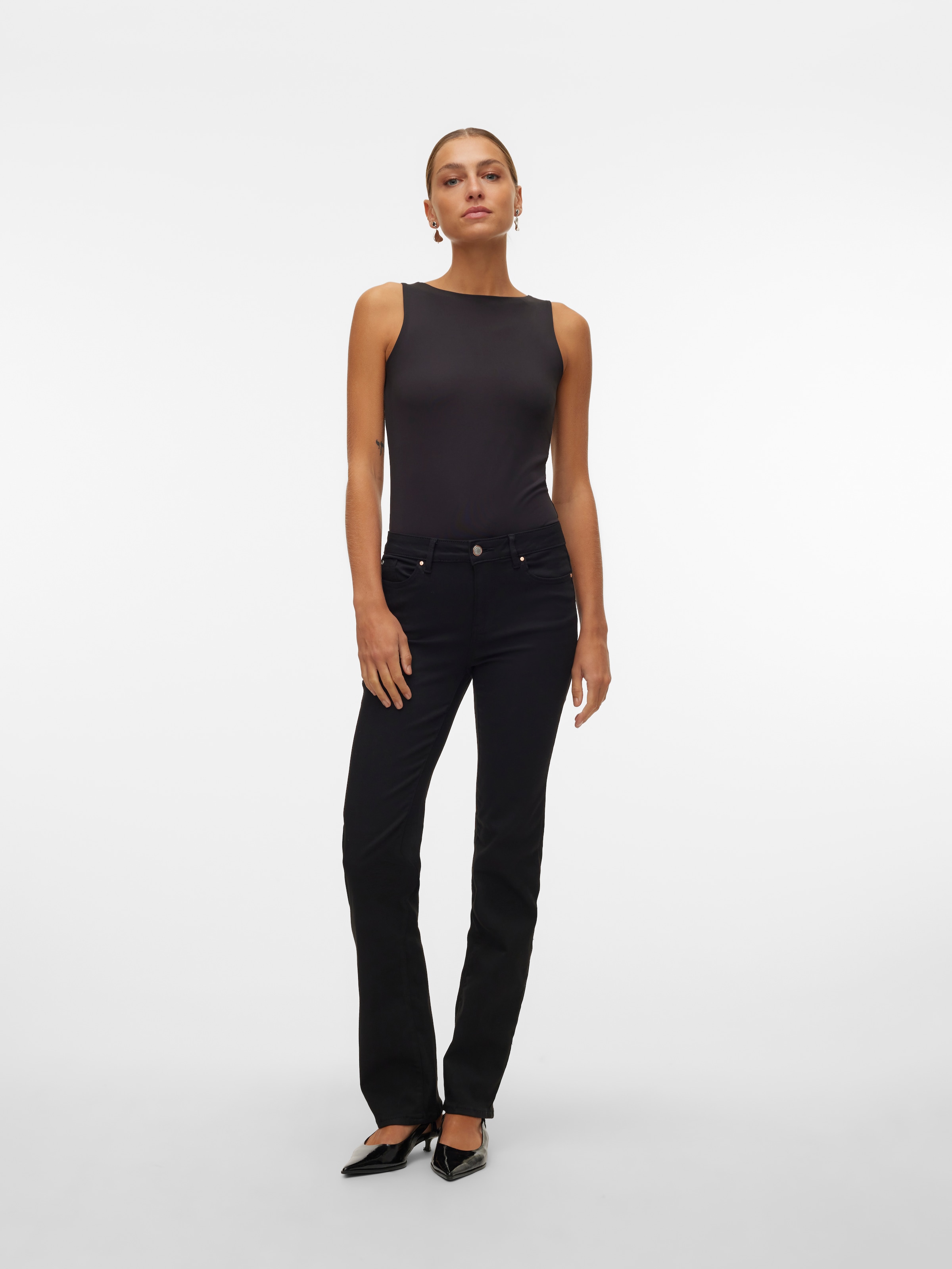 Vero Moda Straight-Jeans »VMFLASH MR STRAIGHT JEANS LI140 GA NOOS« Materialmix, regular waist, straight fit