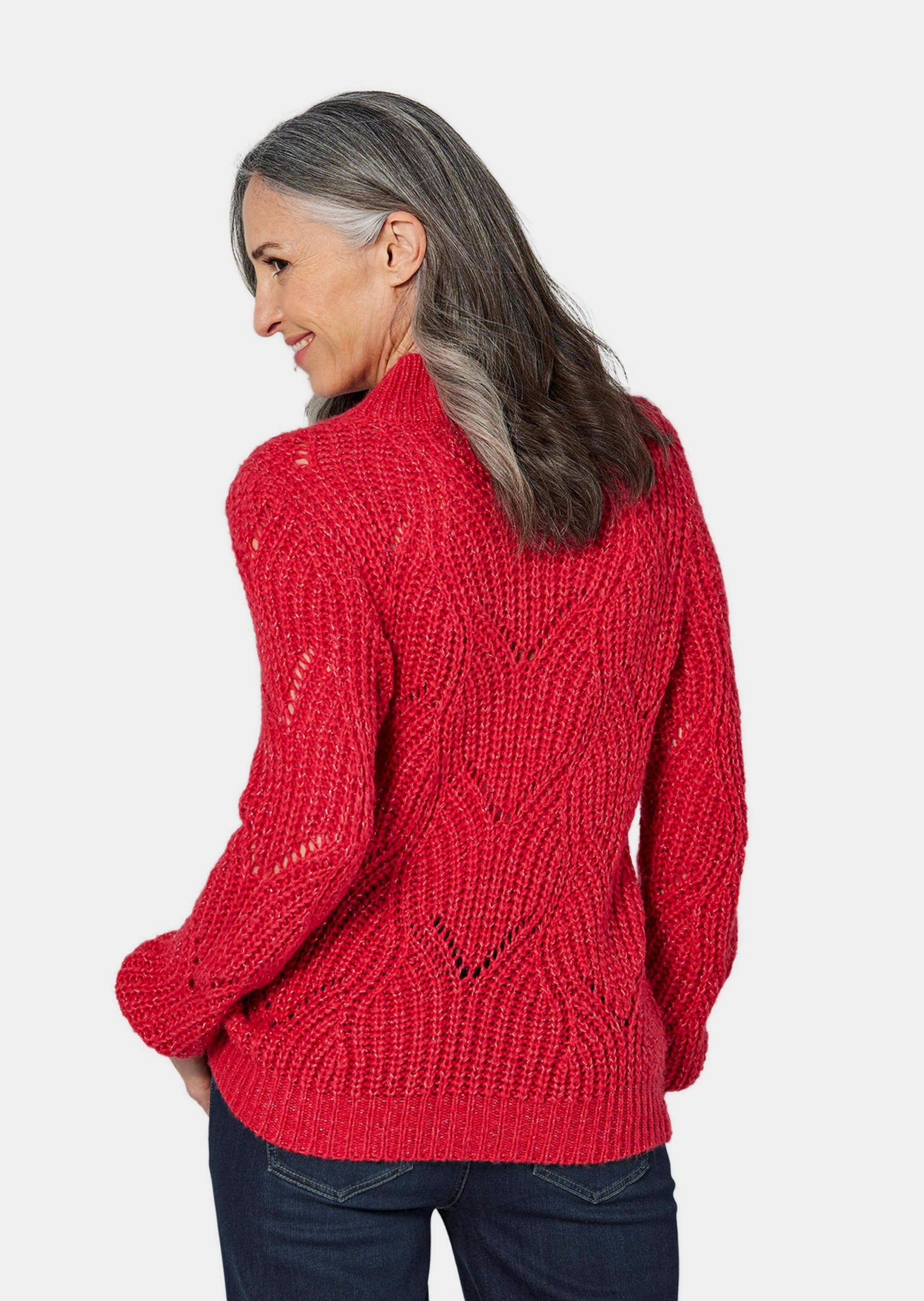 GOLDNER Rundhalspullover »Strickpullover mit Ajourmuster«