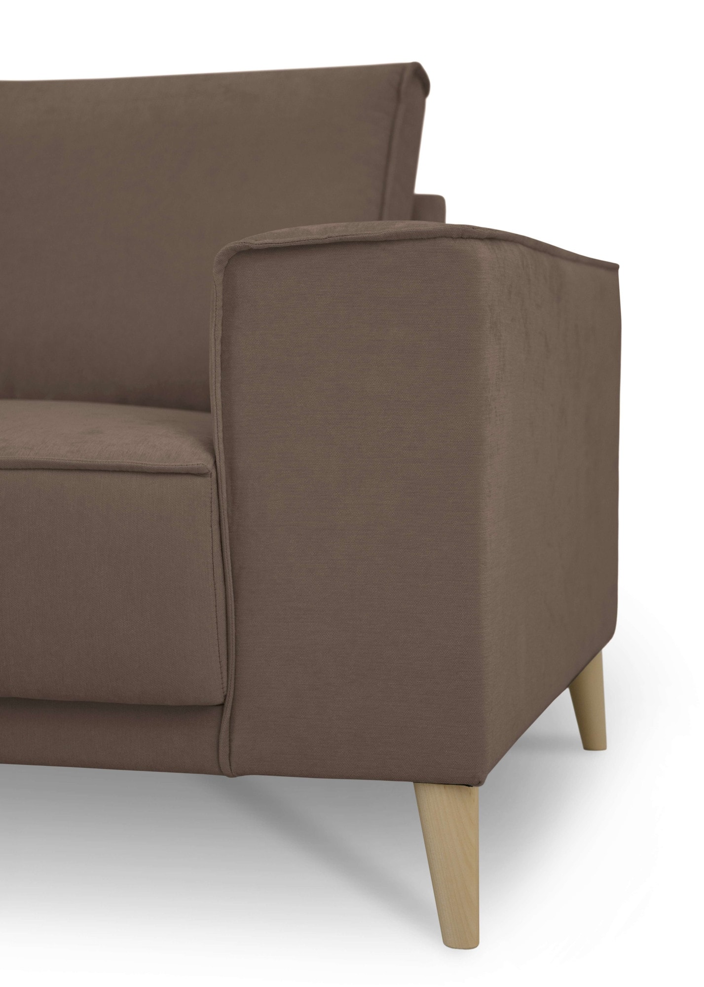 OTTO home Wohnlandschaft »Oland Skandi, weicher Chenille-Stoff« U-Form, 342 cm, Wellenunterfederung, Skandi-Design, Massivholzfüße