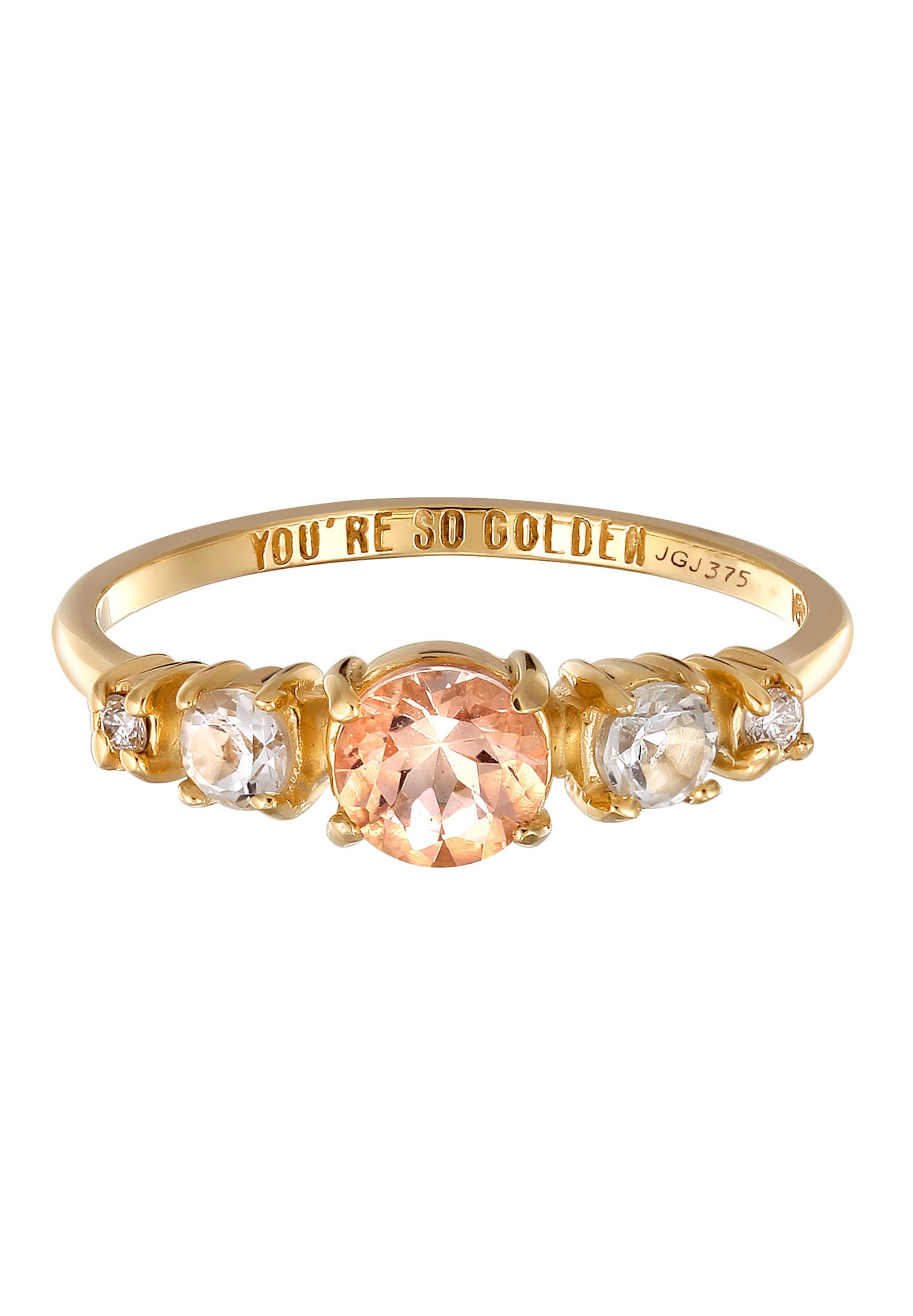HAZE & GLORY Silberring »Ring Laborgezüchtete Diamanten (0.03 ct) Morganit 375 Gelbgold«