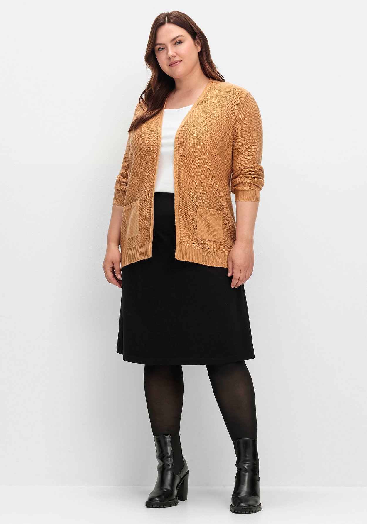 Sheego Strickjacke »Verschlusslose Strickjacke im Linksstrickmuster«