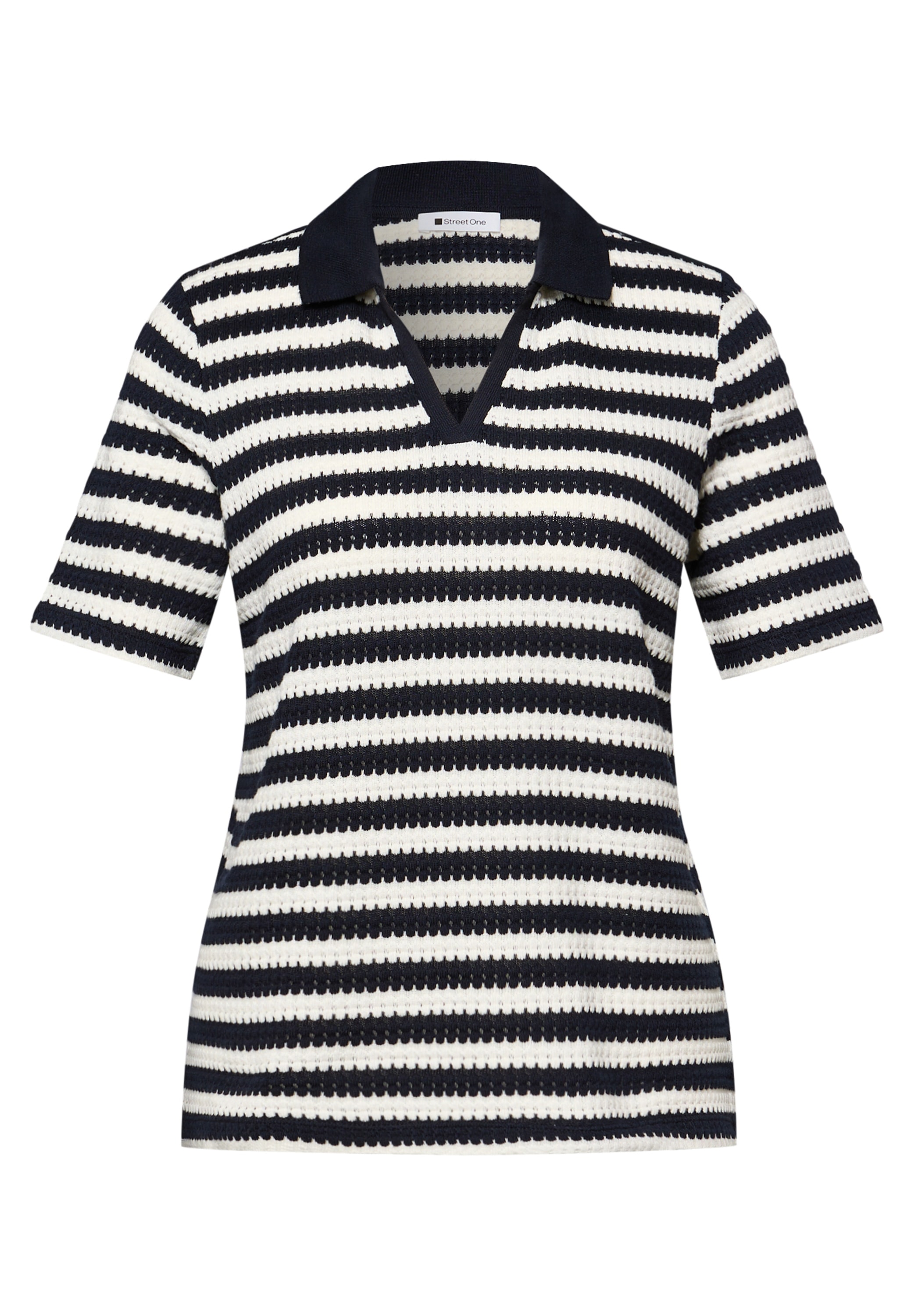 STREET ONE Poloshirt Sommer-Strick-Polo mit Streifen