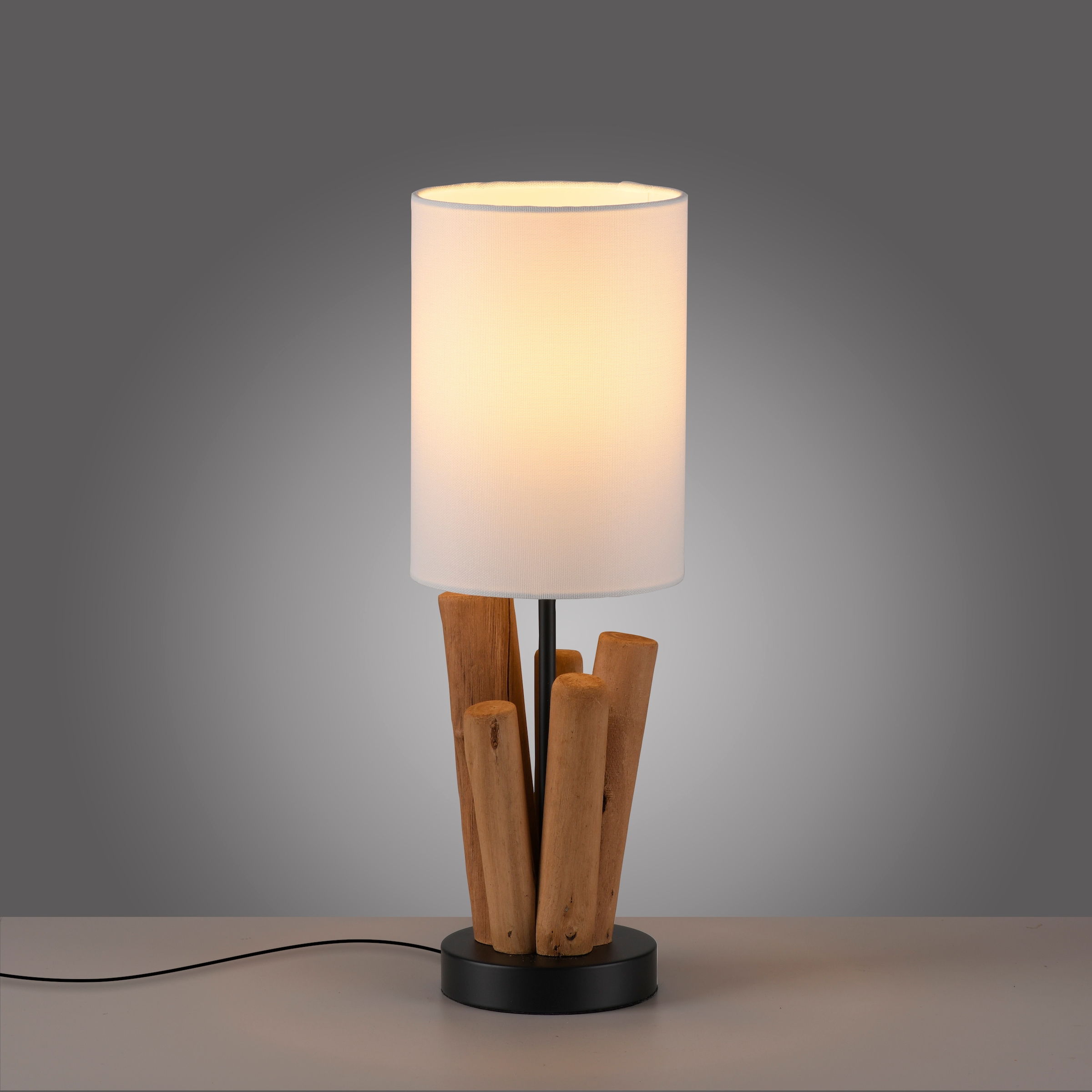 OTTO home Tischleuchte »Heddle« E14 1 Stk. Holz - Optik, Vintage Style, Schnurschalter, Tischlampe