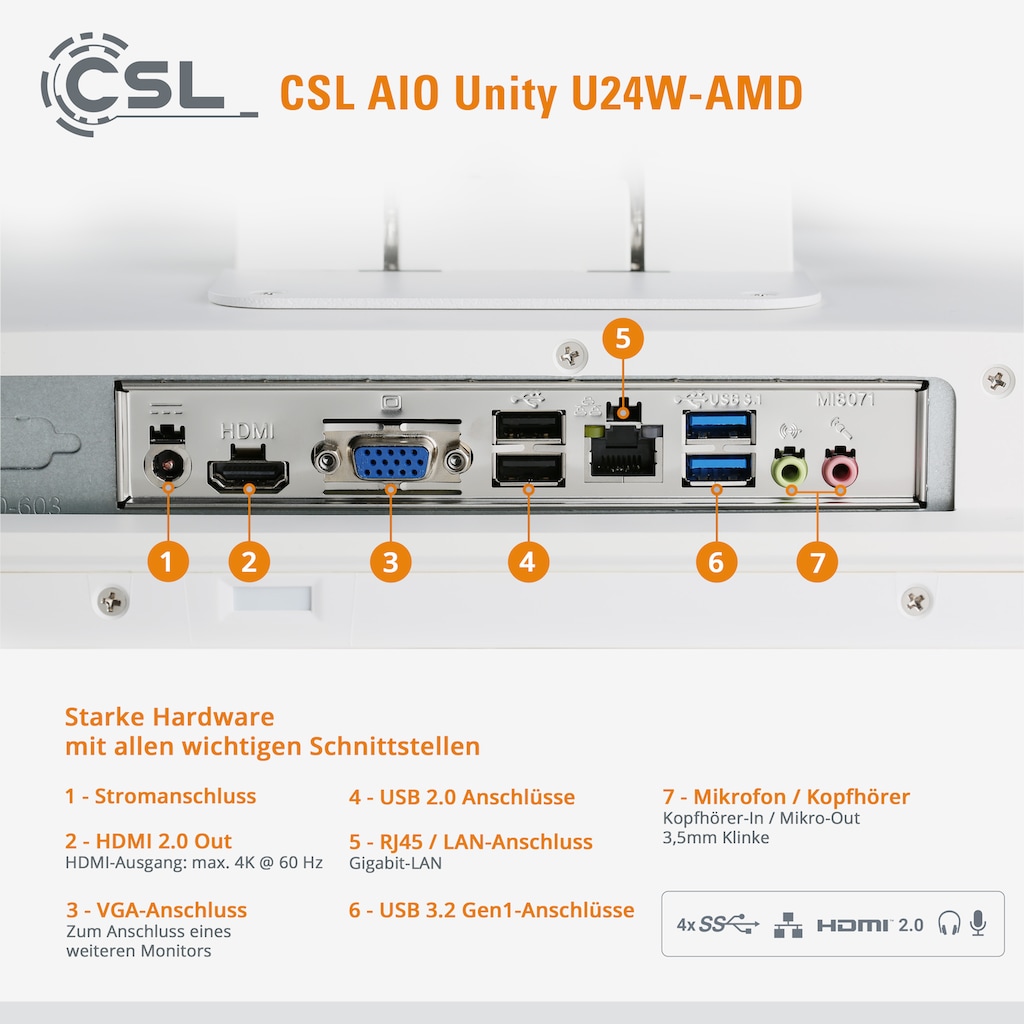CSL All-in-One PC »Unity U24B-AMD / 4300GE / 500 GB / 8 GB RAM / Win 10«