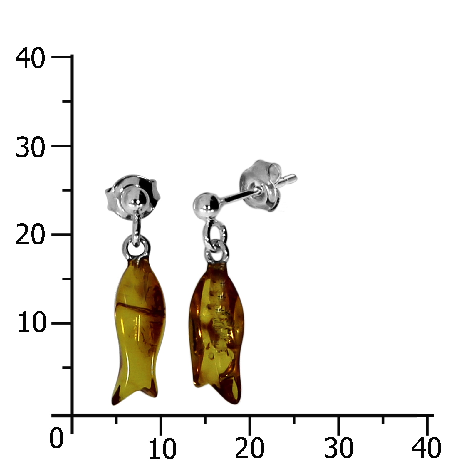 OSTSEE-SCHMUCK Paar Ohrhänger »- Fisch - Silber 925/000 - Bernstein«
