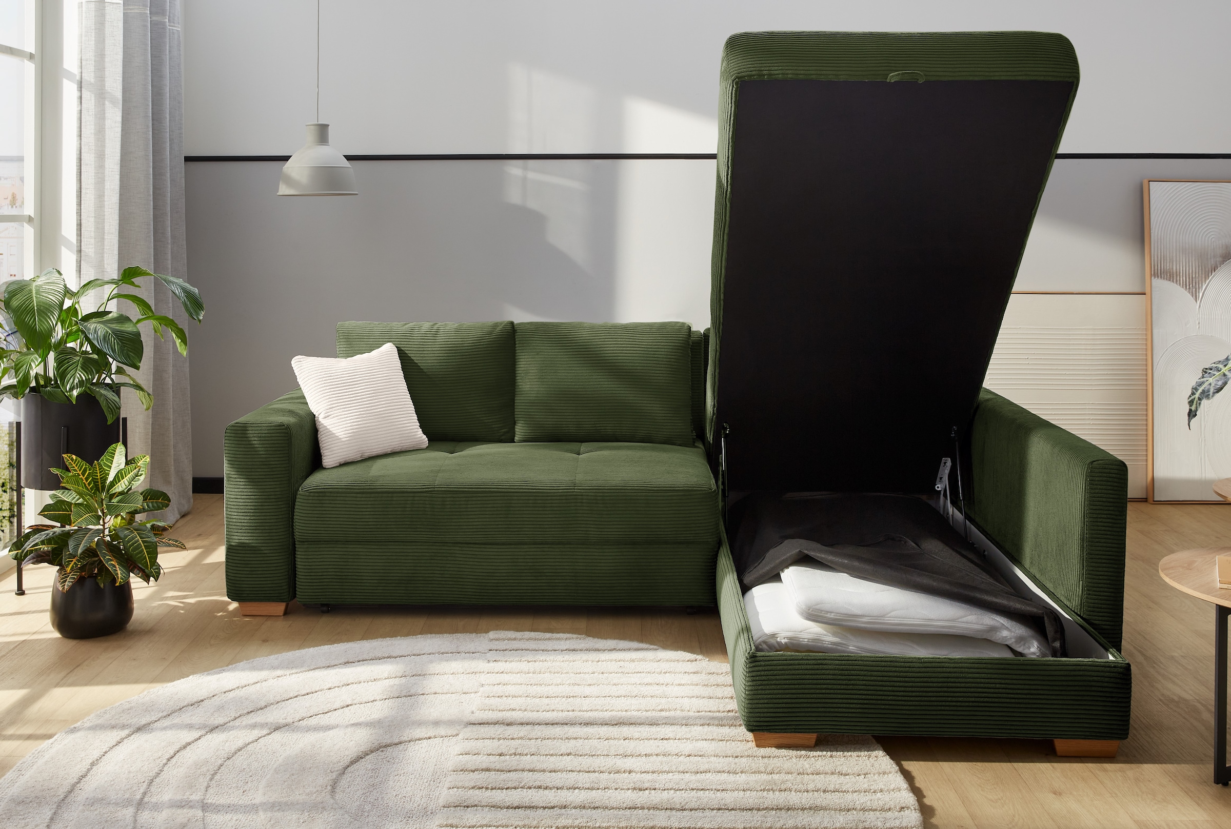 Jockenhöfer Gruppe Ecksofa »Sunset, Dauerschlafsofa mit«, Tonnentaschen-Federkern, 5cm Kaltschaumtopper, flexible montierbar