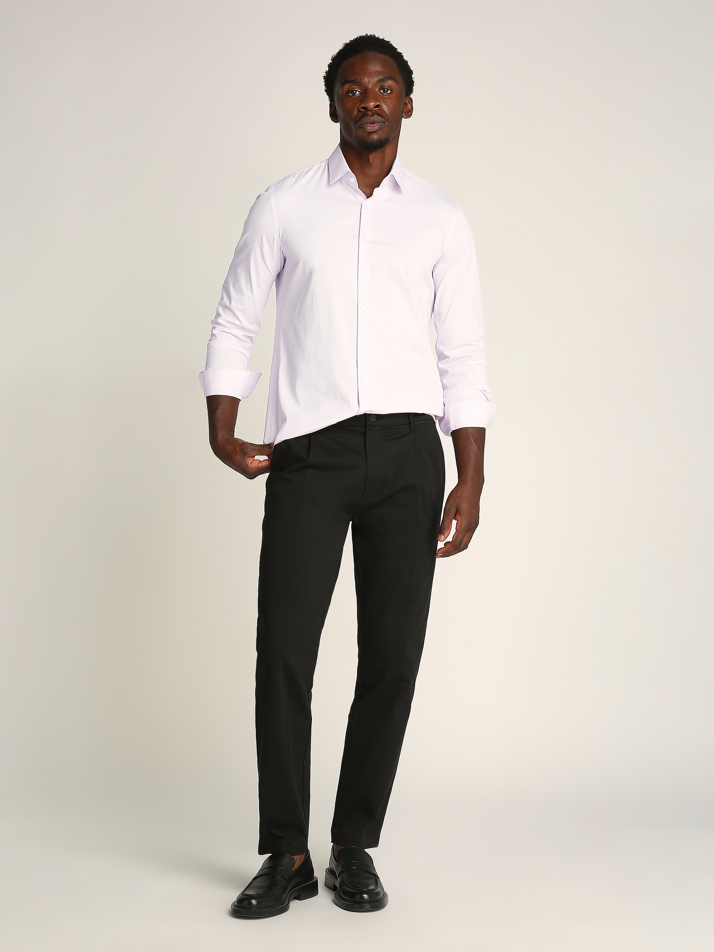 Calvin Klein Businesshemd »POPLIN STRETCH SLIM SHIRT«, mit Kentkragen, Logoprint auf Brusthöhe