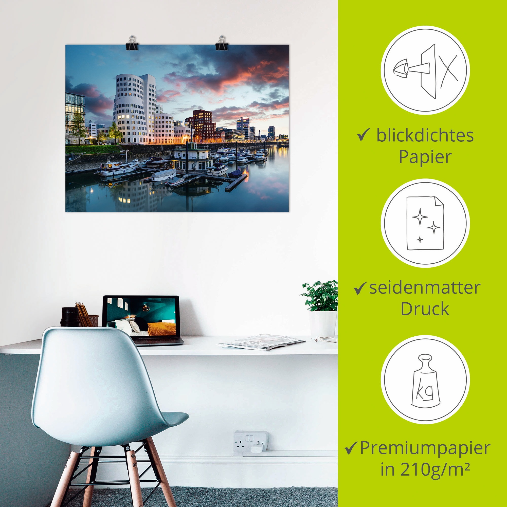 Artland Poster »Düsseldorf Medienhafen«, Deutschland, (1 St.), als Alubild, Leinwandbild, Wandaufkleber oder Poster in versch. Größen