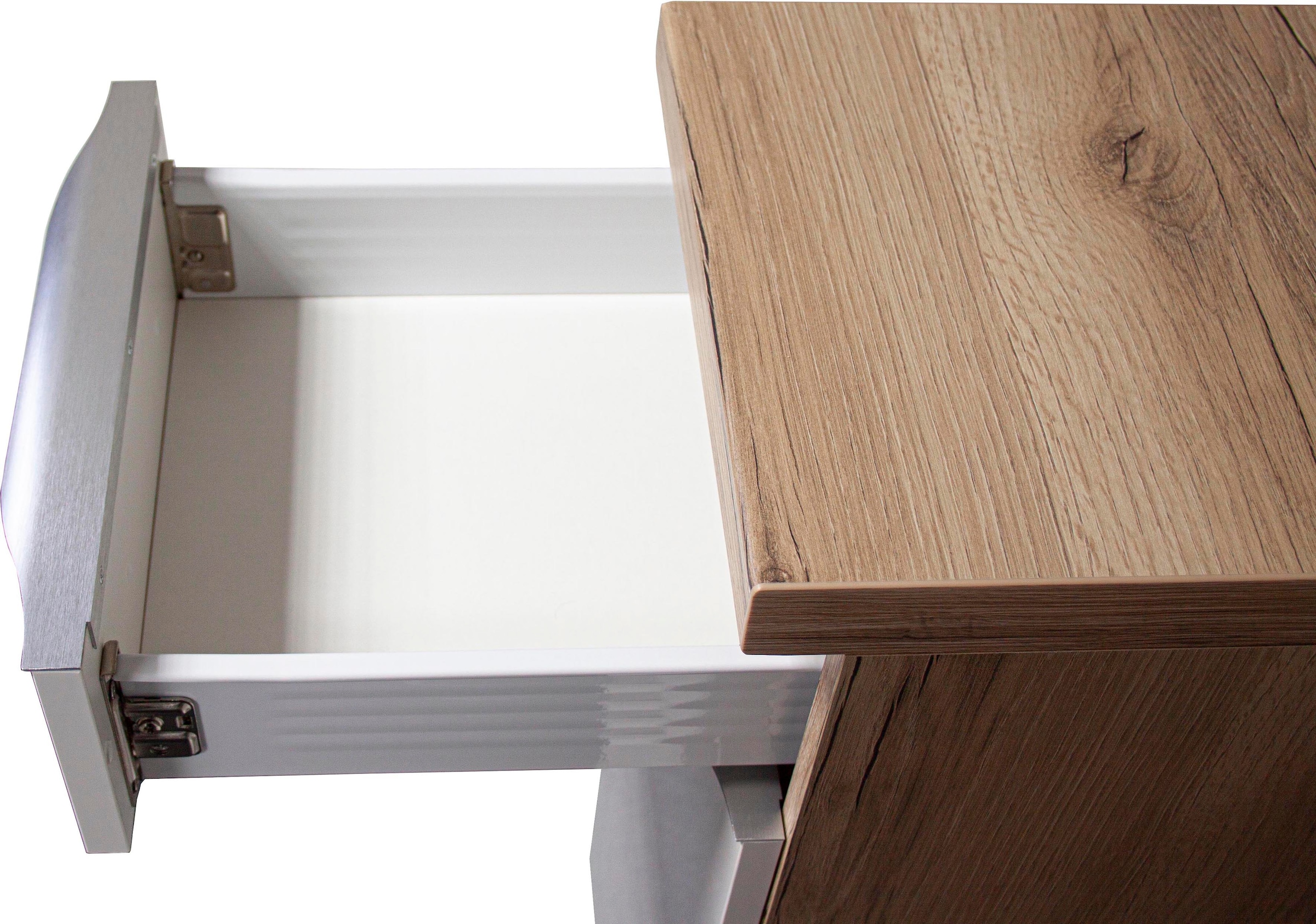 OPTIFIT Winkelküche »Aken Stellbreite 270x200 cm«, wahlweise mit E-Geräten und Stellvariante Spüle links oder rechts