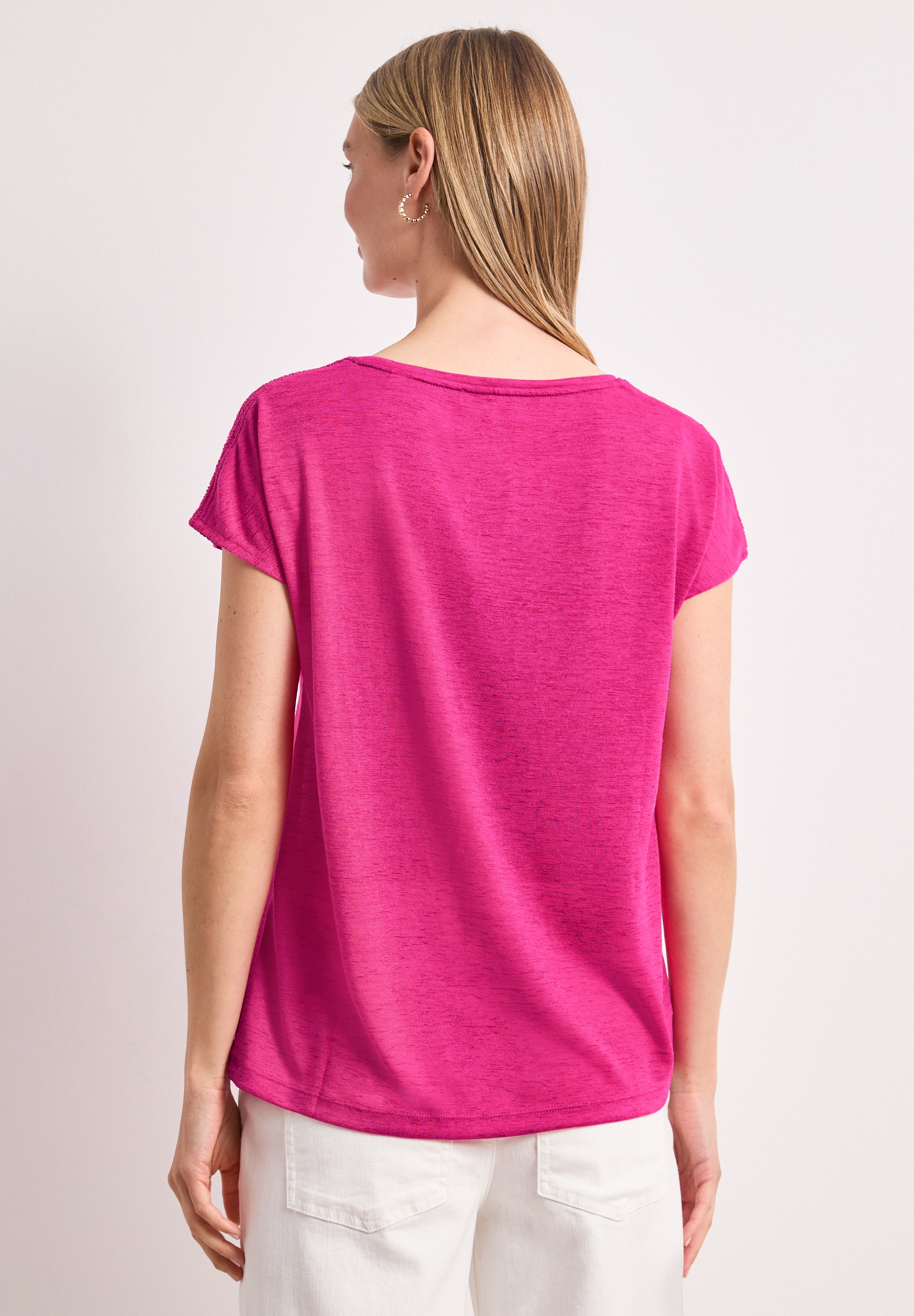 STREET ONE Shirttop Sommershirt mit Boat Neck und Smok-Detail