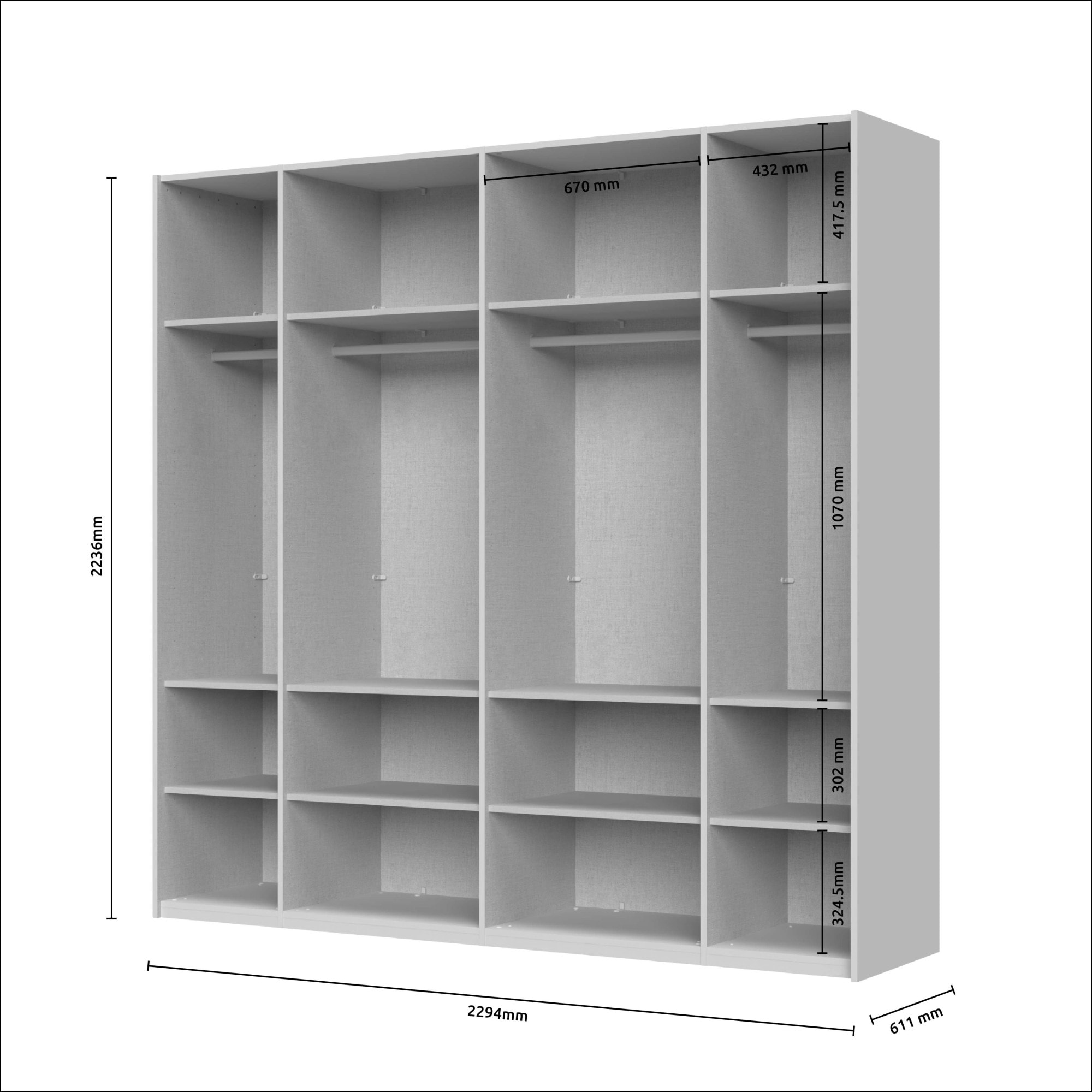 Places of Style Schwebetürenschrank »Opera Kleiderschrank, Schlafzimmerschrank, Garderobe, Schrank«, UV lackiert, Soft Close Funktion, Spiegel, Höhenverstellbare Füße