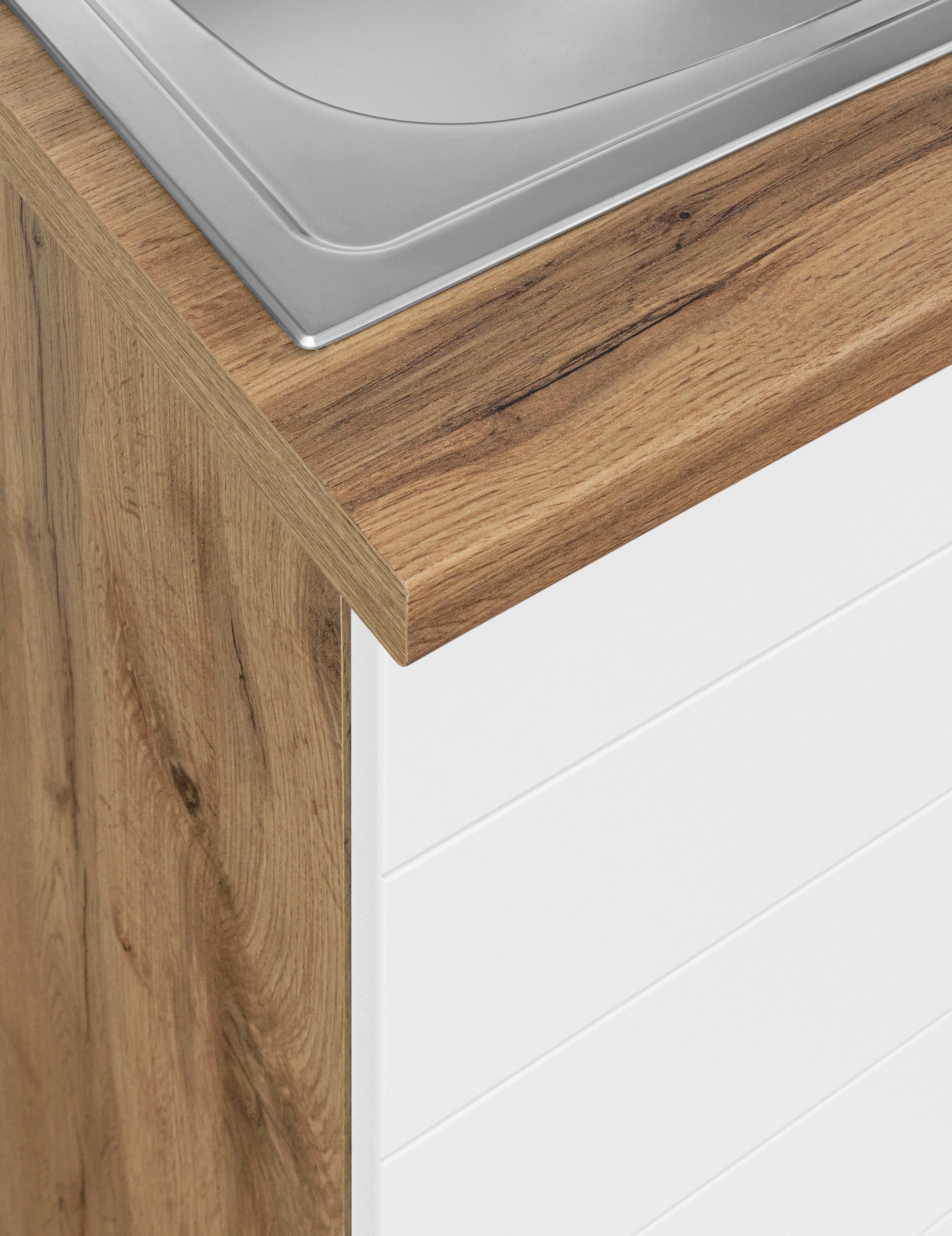 KOCHSTATION Küchenzeile »KS-Luhe« 300 cm breit, wahlweise mit oder ohne E-Geräten, gefräste MDF-Fronten