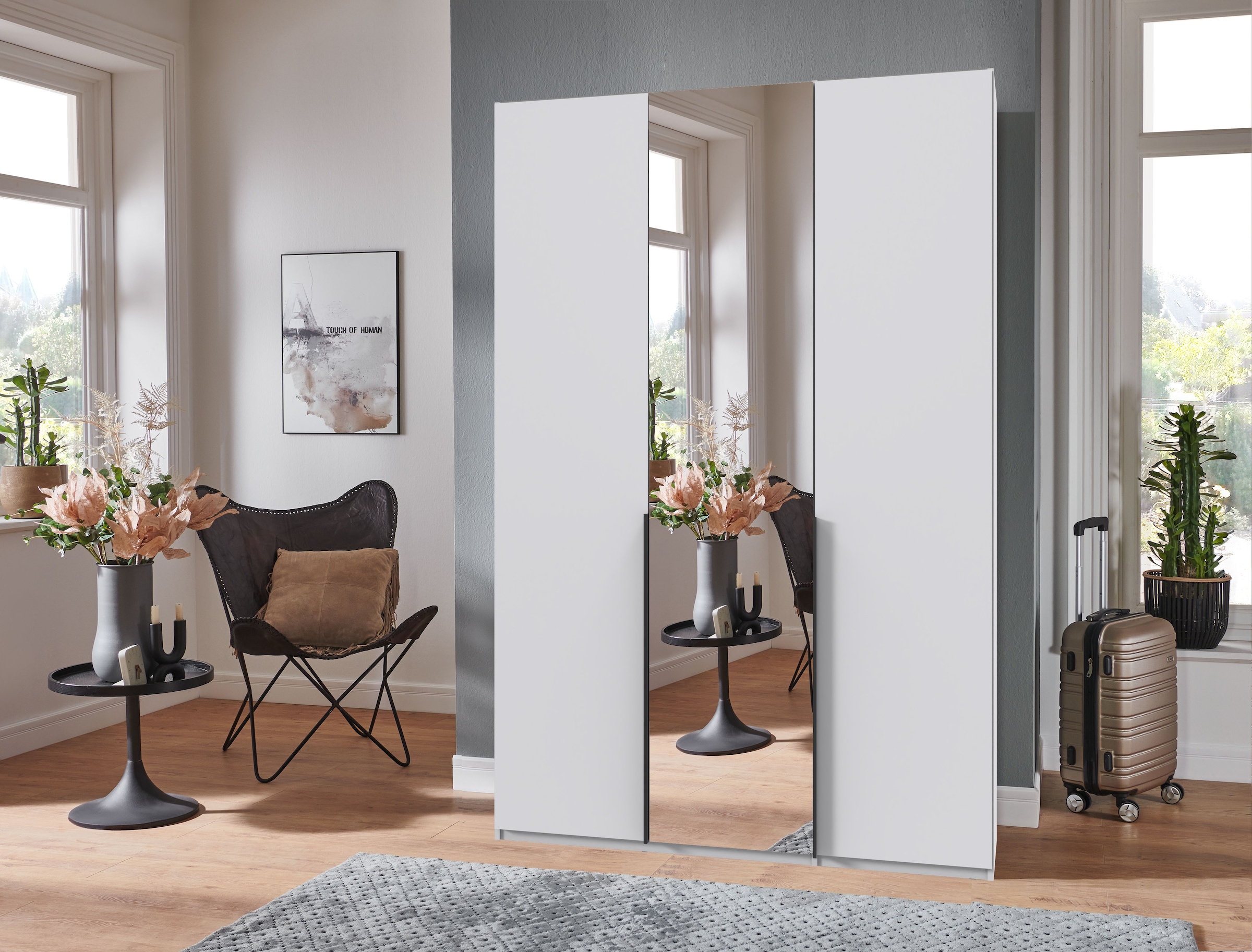 Wimex Kleiderschrank »Mugano,in 8 Breiten,3 Höhen,2 Tiefen, viele Farben, Made in Germany«, (in Basic oder Premium Ausstattung mit 2 weiteren Einlegeböden), mit langen oder kurzen Griffen aus Metall, mit oder ohne Spiegel