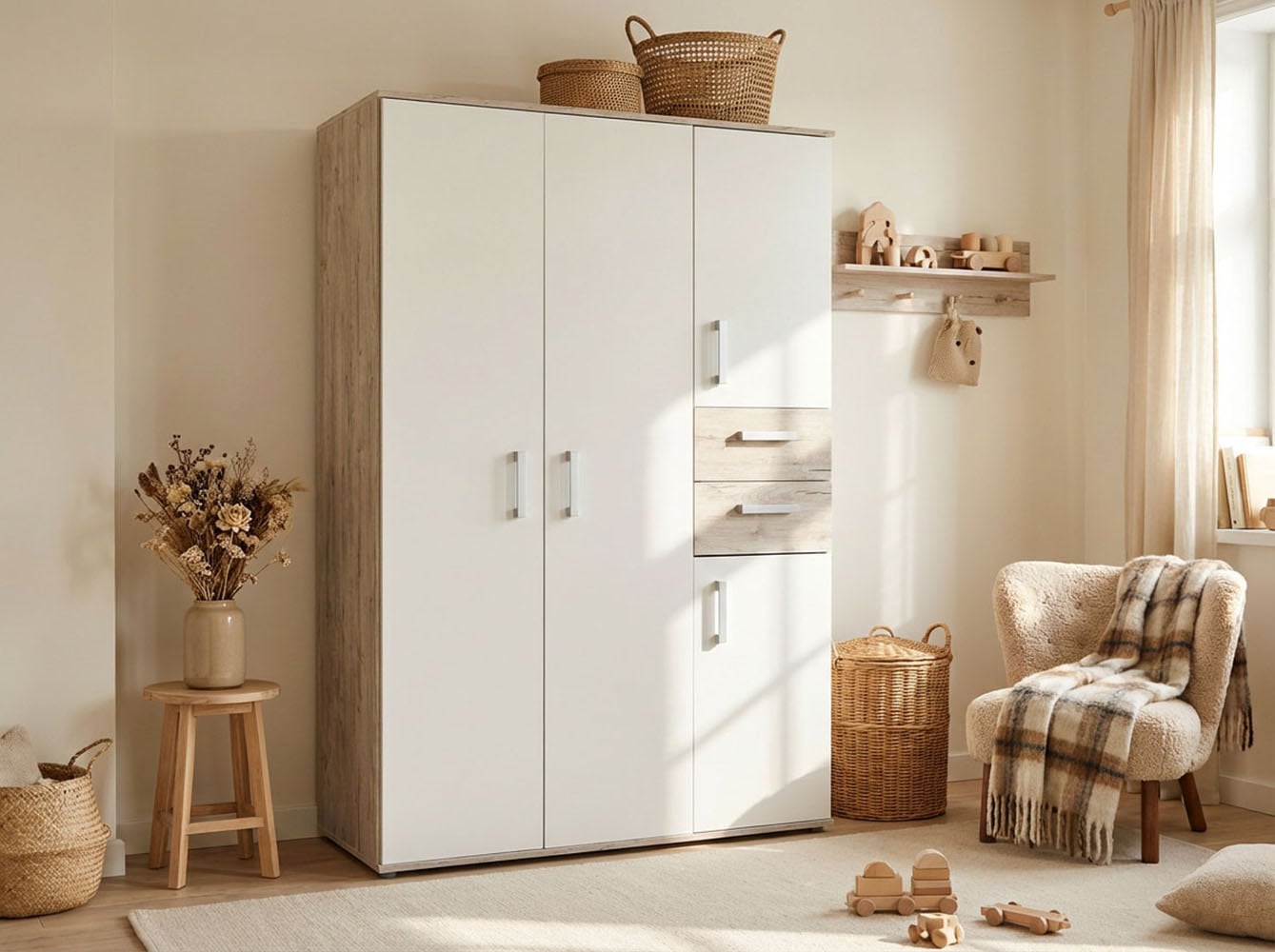 arthur berndt Jugendzimmer-Set »Jugendzimmer-Set »Bente« 2-teilig« 2 Stk. tlg. Eiche-Sand/Weiß Nachbildung