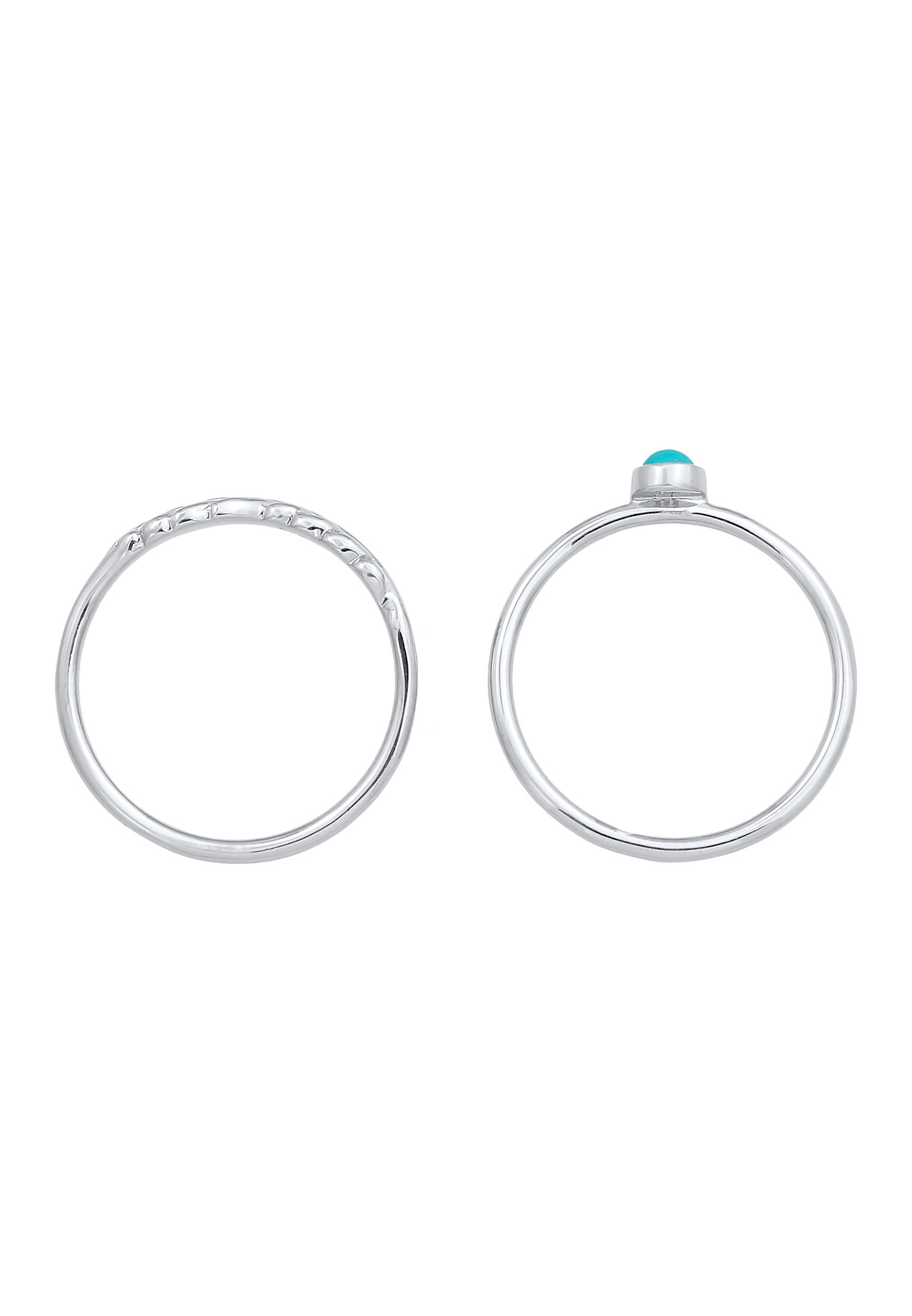 Elli Ring-Set »Ring Feder Howlith Türkis Boho 2er Set 925 Silber«