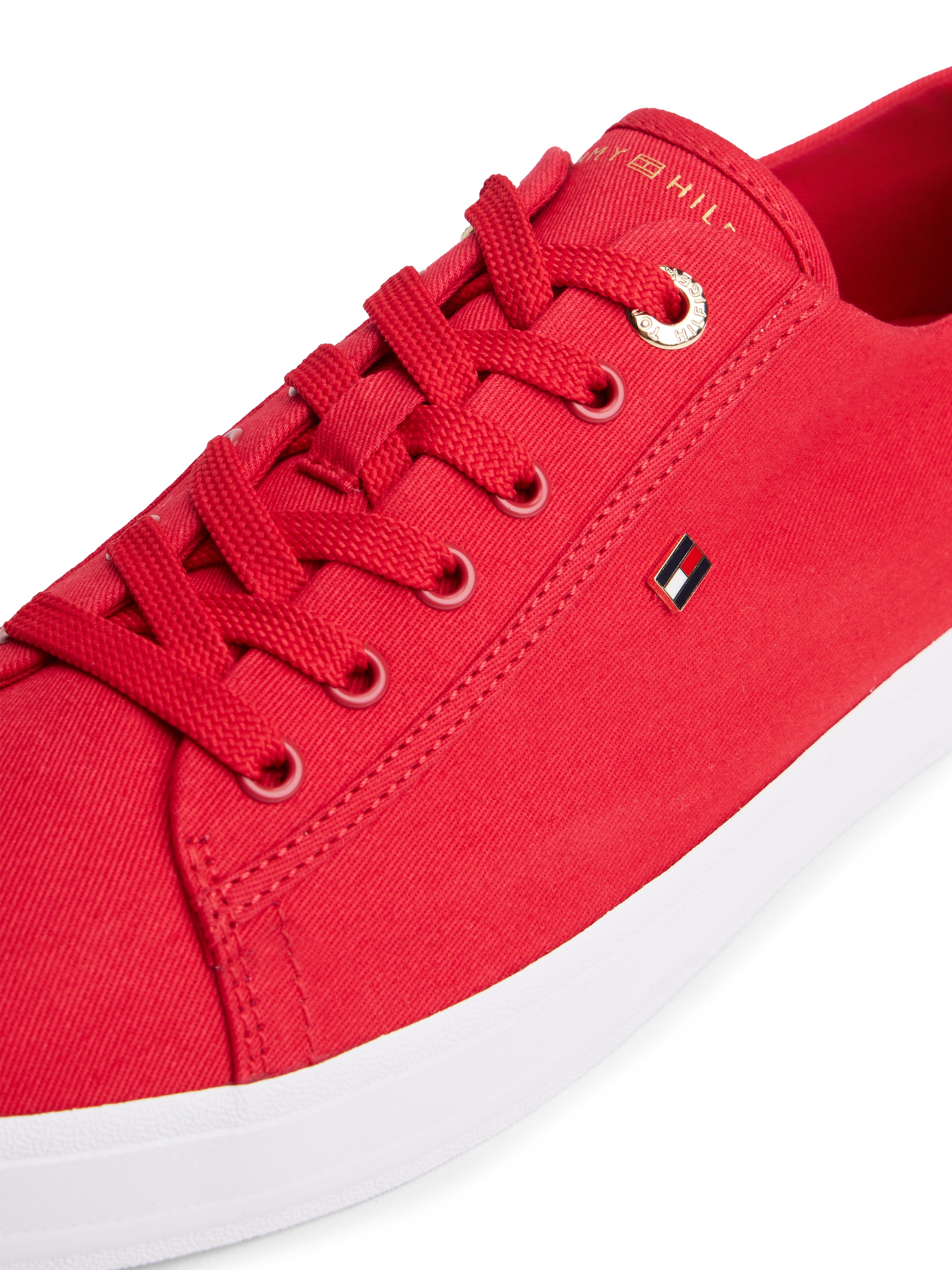 Tommy Hilfiger Plateausneaker »TH FOXING SNEAKER CANVAS«  Freizeitschuh, Halbschuh, Schnürer mit Logostickerei - schmale Form