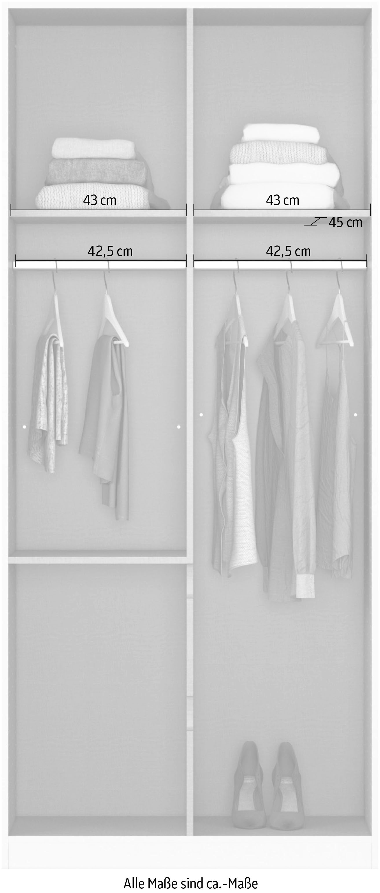 rauch Drehtürenschrank »Mainz mit Spiegel und Passepartout« optional mit Beleuchtung, Außentüren mit Push-to-Open Funktion