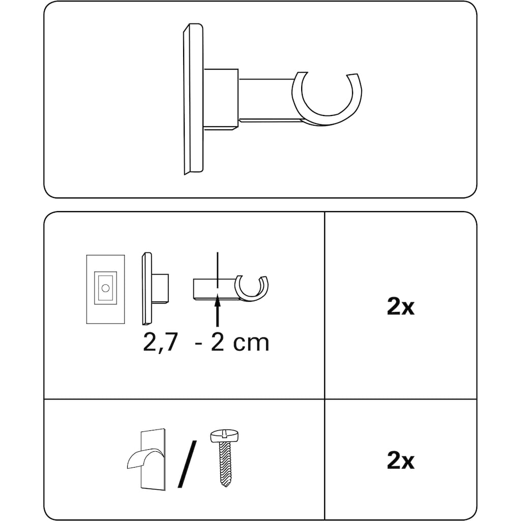 GARDINIA Träger »Träger für Caféhausstange Ø 12 mm«, (Set, 2 St.)