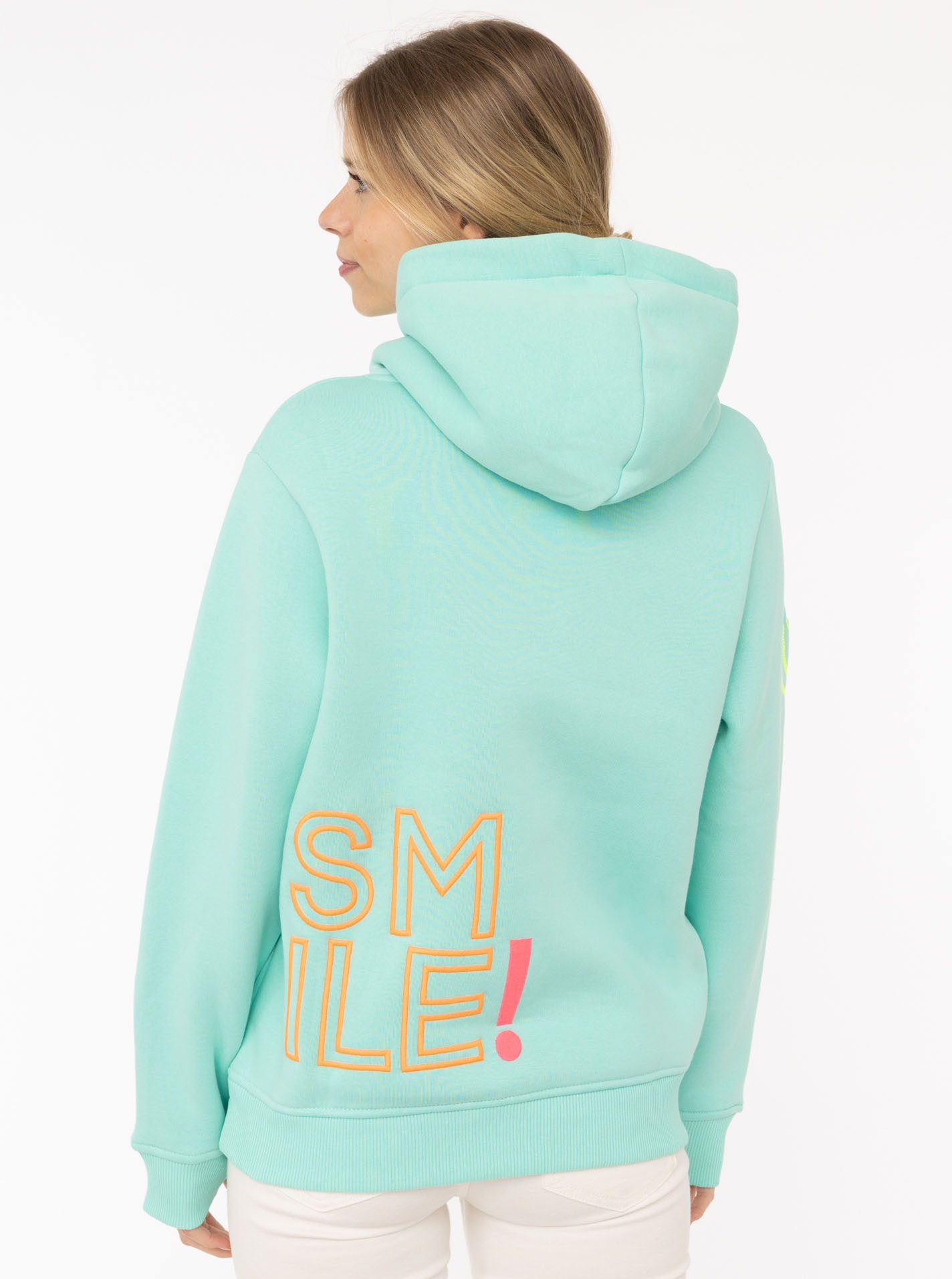 Zwillingsherz Hoodie »"Alissa 2.0"«, mit SMILE Stickerei vorne und hinten
