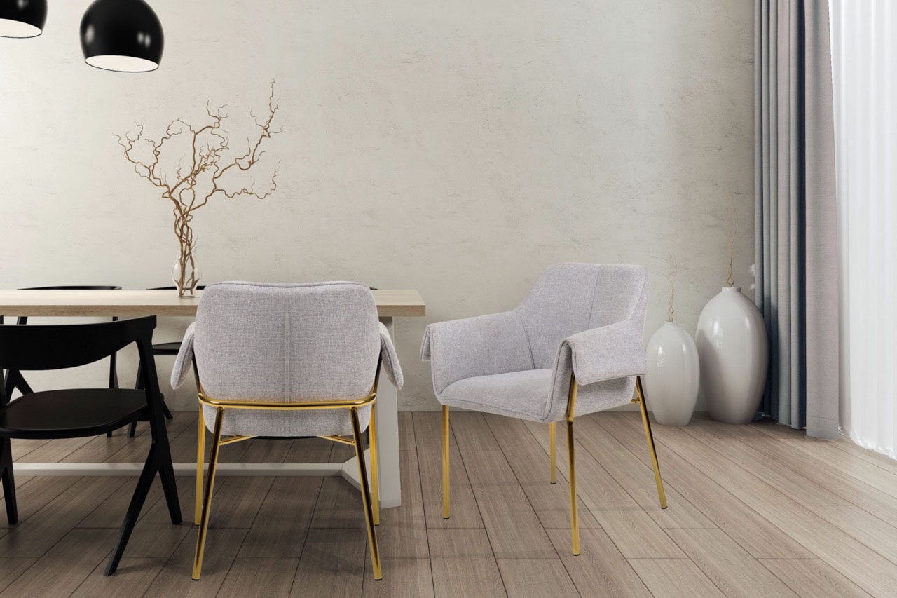 Kayoom Polsterstuhl »Stuhl Galia 125, gepolsterte Rückenlehne und Sitzfäche« () 1 Stk.gemütliches Desig, goldenes Gestell, pflegeleichter Stoffbezug