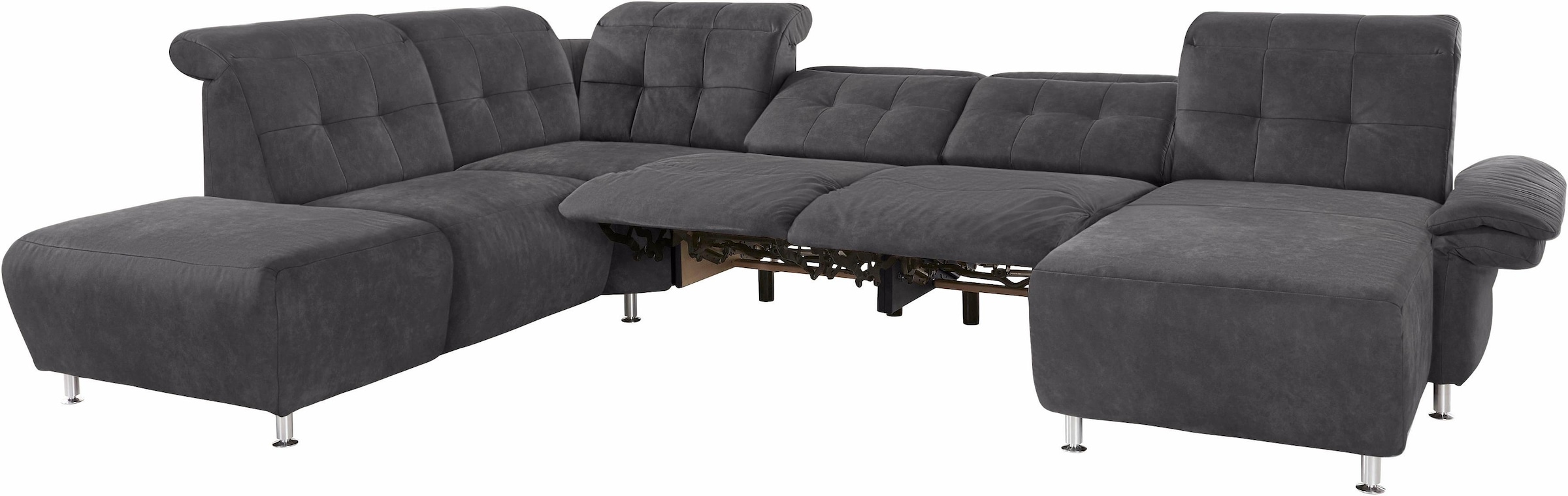 Places of Style Wohnlandschaft »Manhattan U-Form«, 2 Sitze mit elektrischer Relaxfunktion, verstellbare Armlehnen