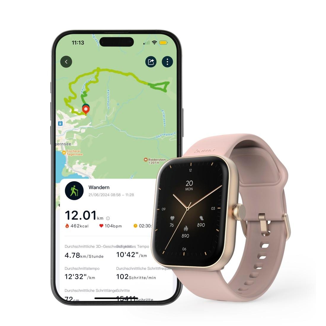 Hama Smartwatch »Smartwatch 1,65“ (Telefonfunktion, WhatsApp, E-Mail etc., wasserdicht)«(/ 1,65 ″)