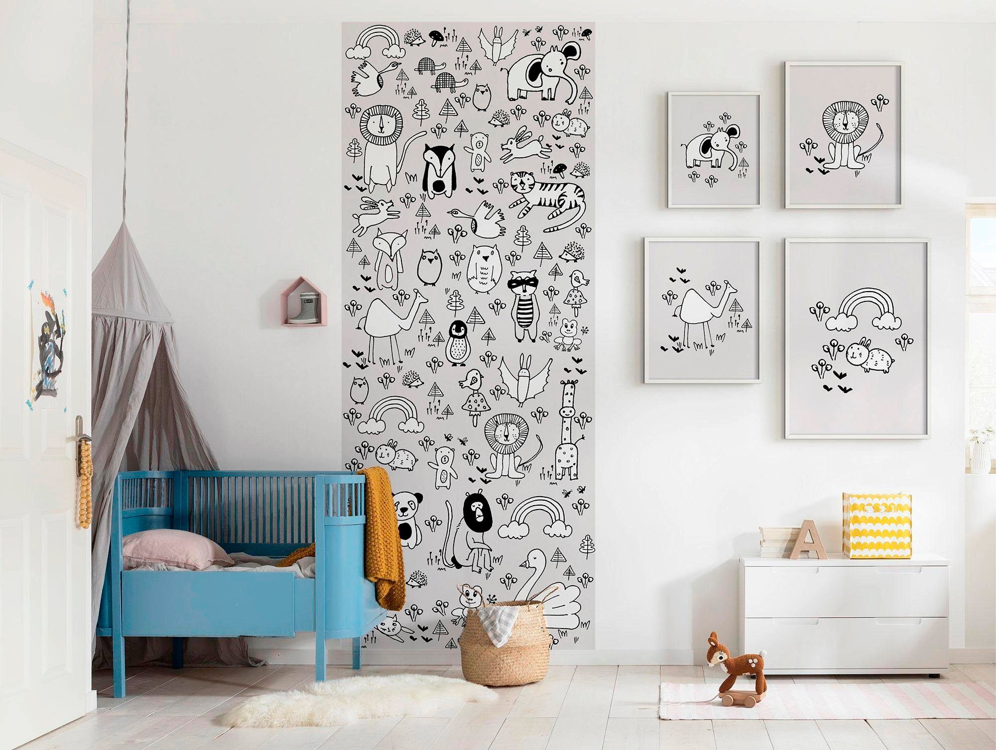Komar Vliestapete »Digitaldruck Vlies -  Scribble Park Panel - Größe 100 x 250 cm« bedruckt glatt Wohnzimmer, Schlafzimmer
